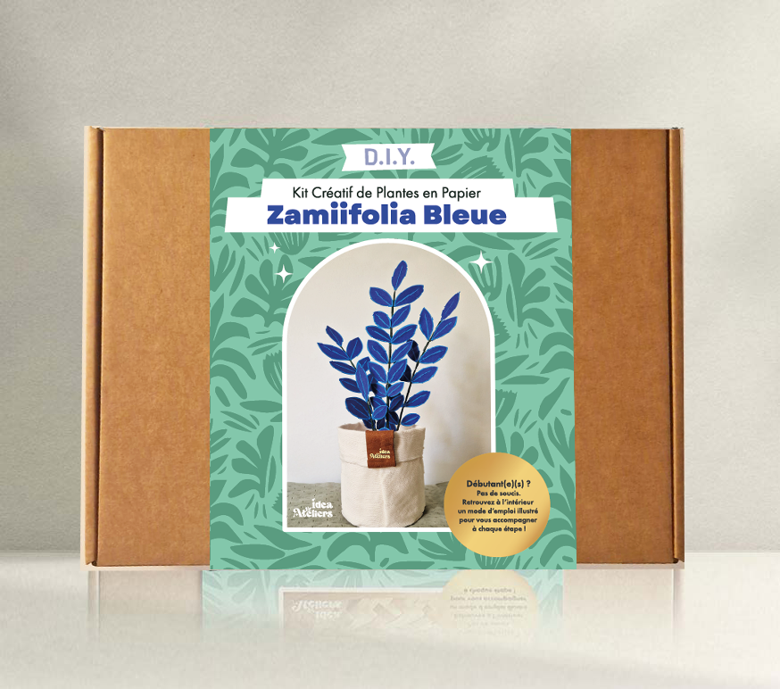 Kit créatif de plante en papier : Zamiifolia bleue