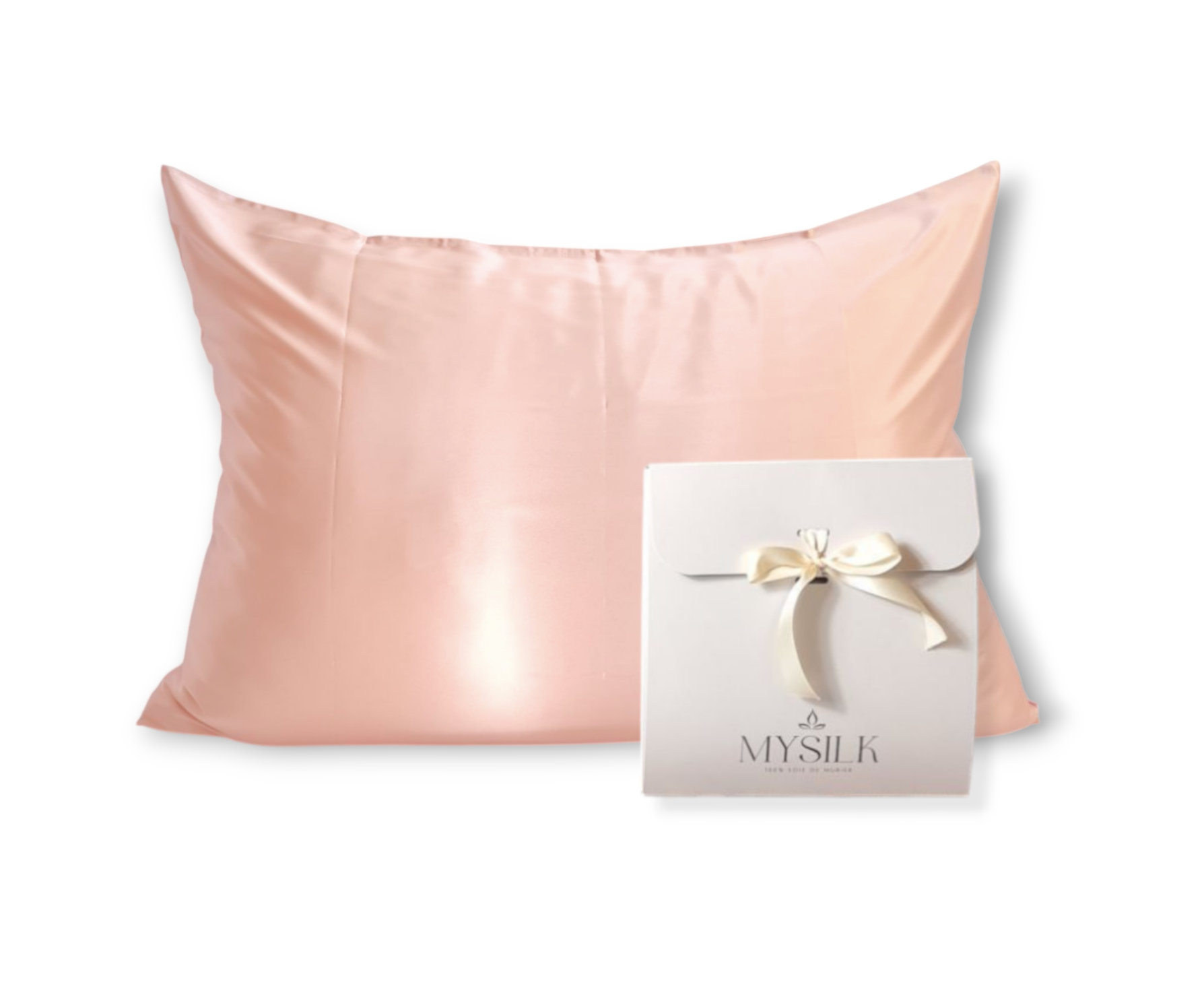 Taie d'oreiller en soie premium, 22 mommes, rose nude