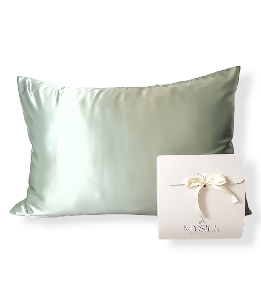 Taie d'oreiller en soie premium, 22 mommes, pistachio
