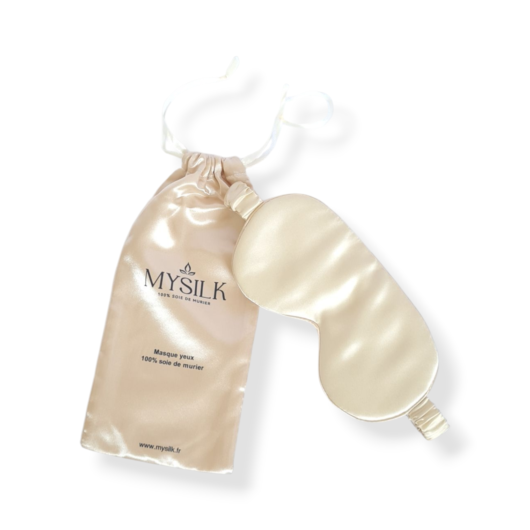 Masque yeux en soie, champagne