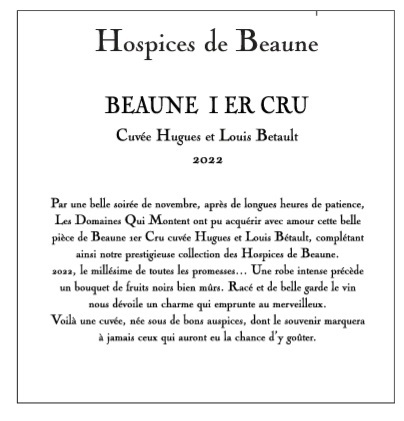 BEAUNE PREMIER CRU CUVÉE HUGUES ET LOUIS BETAULT 