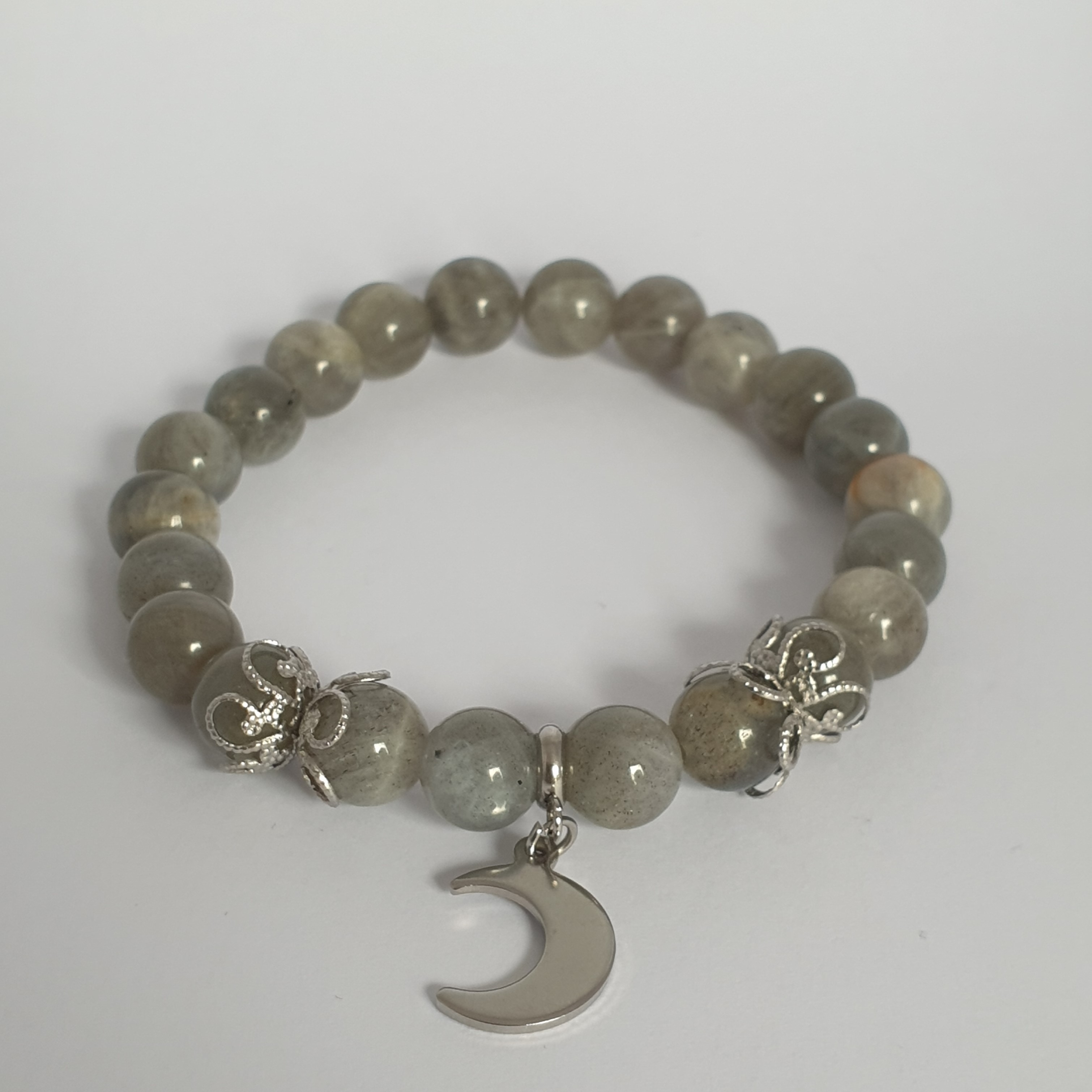 Bracelet Perle LABRADORITE et Lune argentée 