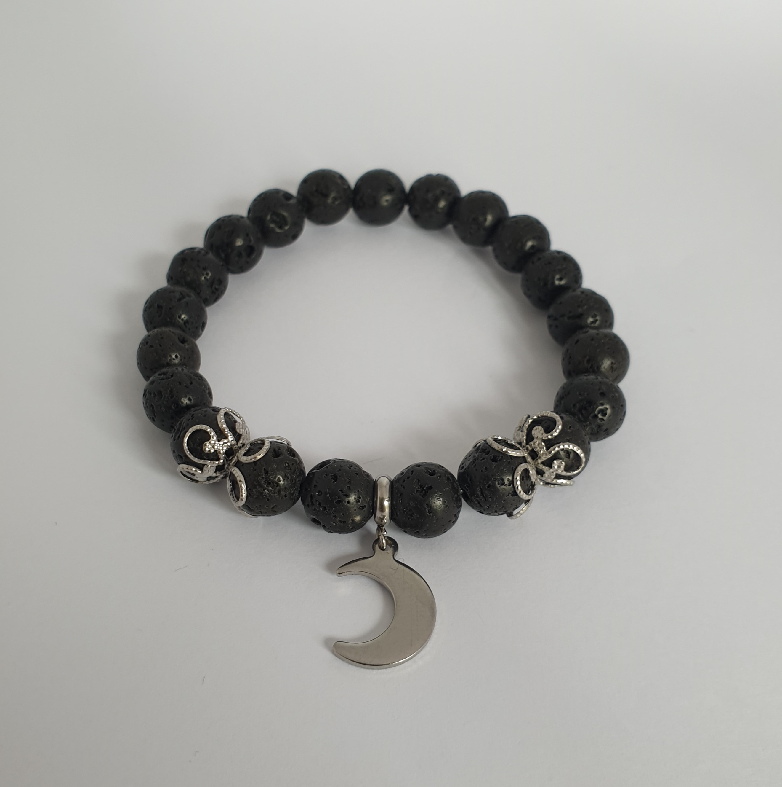 Bracelet Perle PIERRE DU VOLCAN et Lune argentée 