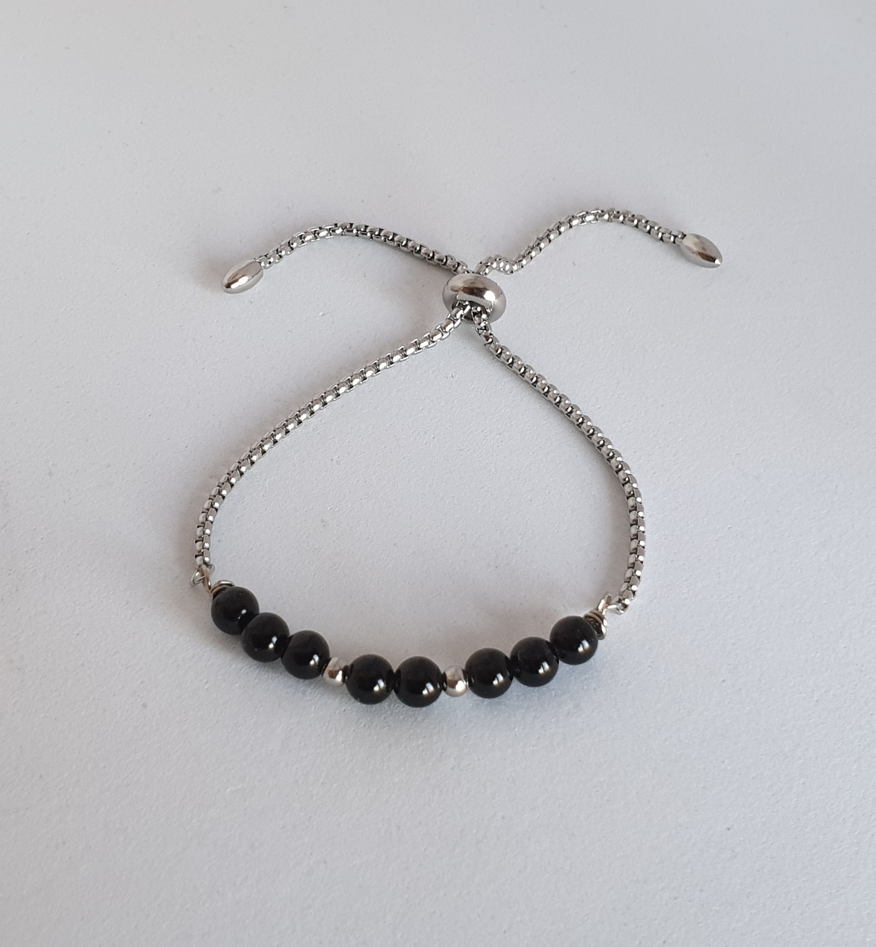 Bracelet coulissant argenté OBSIDIENNE
