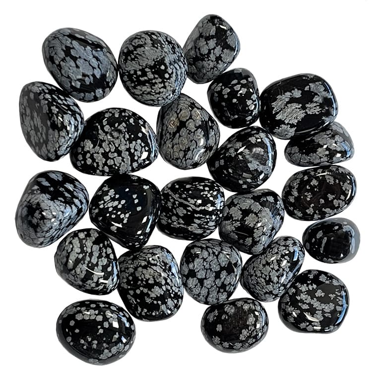 Pierre roulée Obsidienne flocon de neige