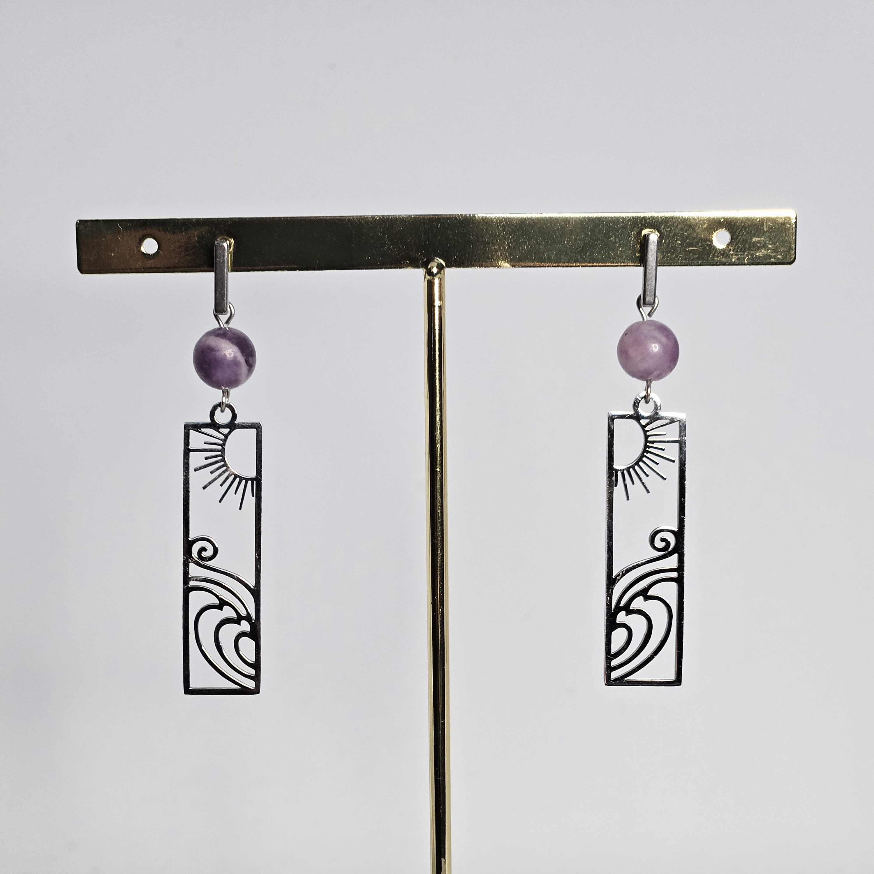 Boucles d'oreilles soleil LÉPIDOLITE