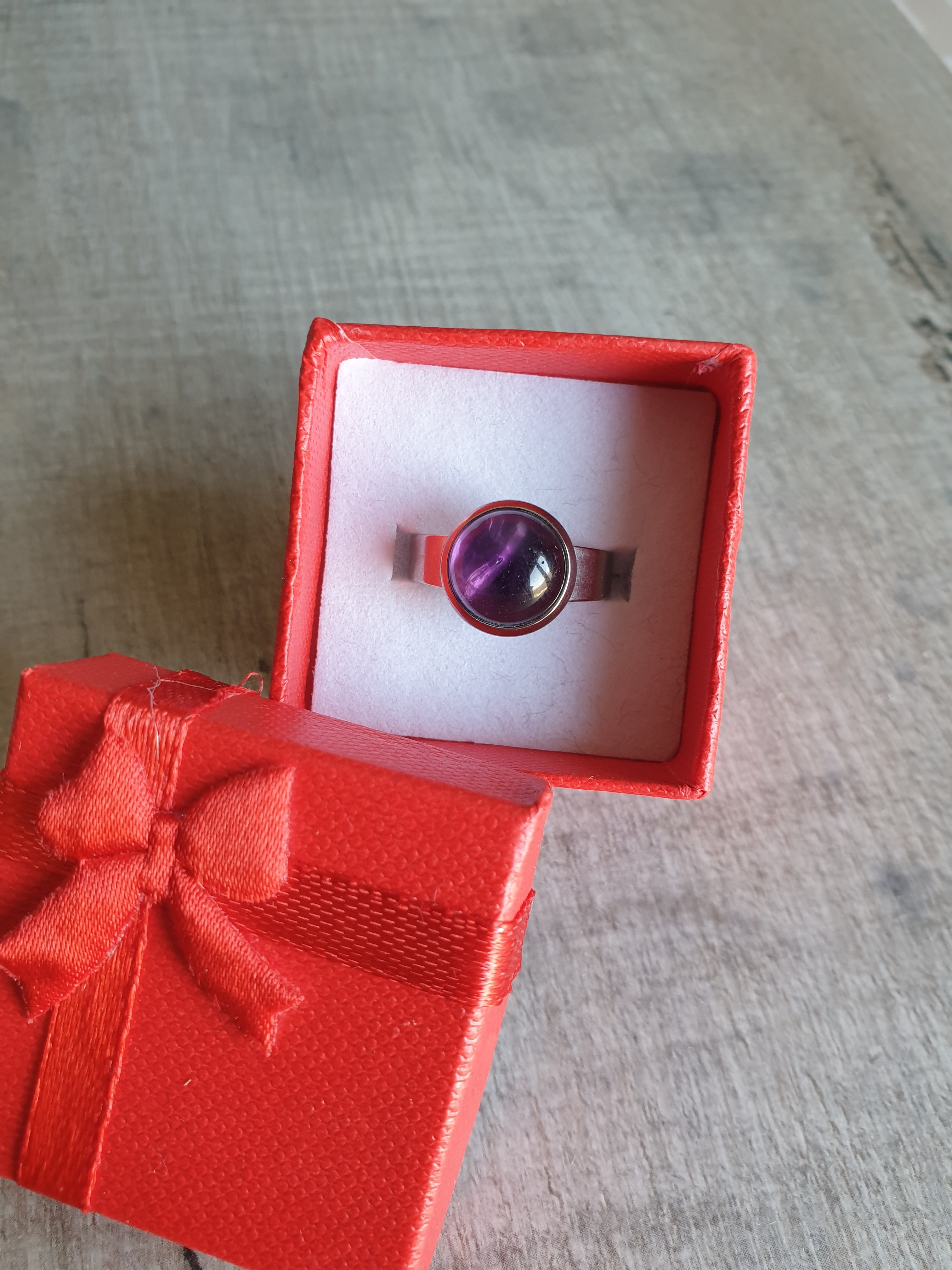 Bague ronde argentée AMETHYSTE