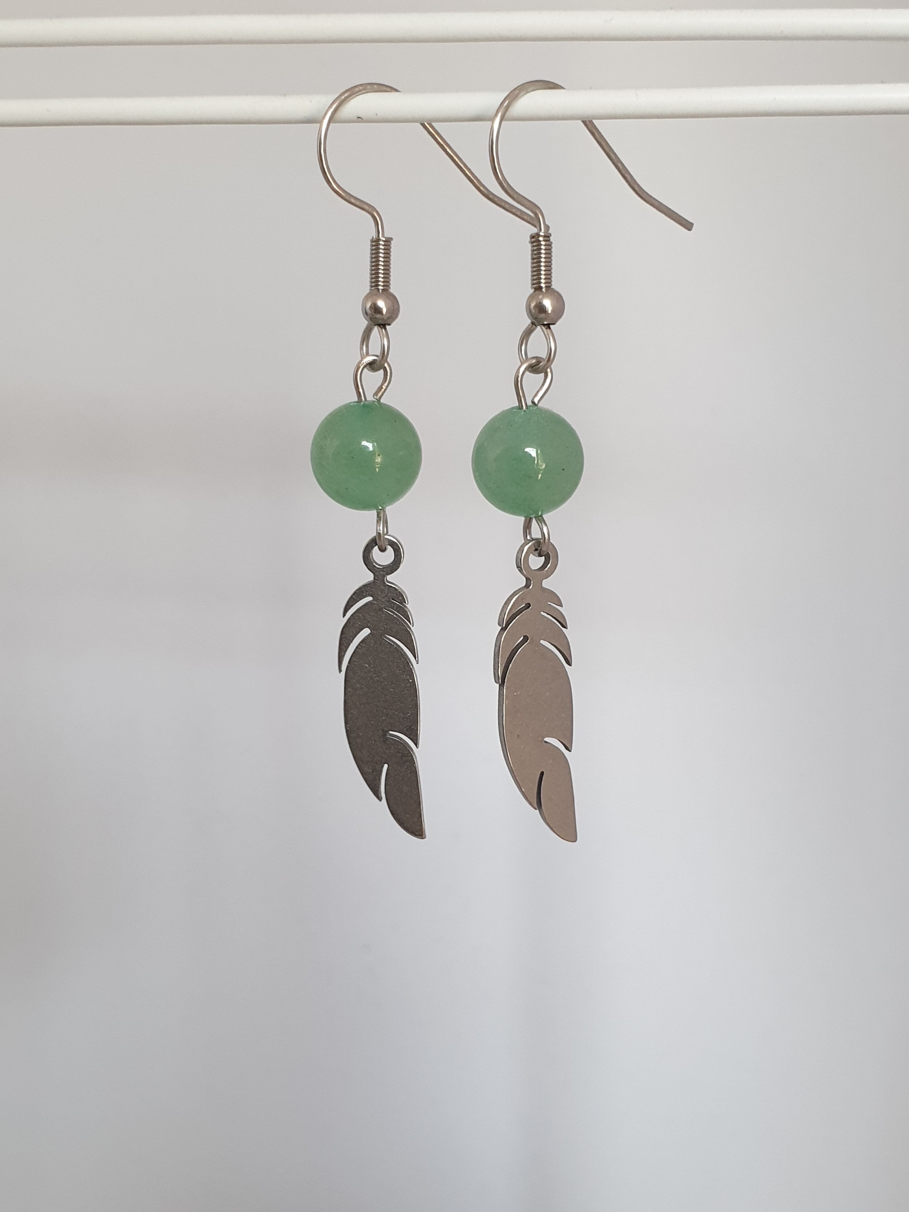 Boucles d'oreilles argentées AVENTURINE VERTE