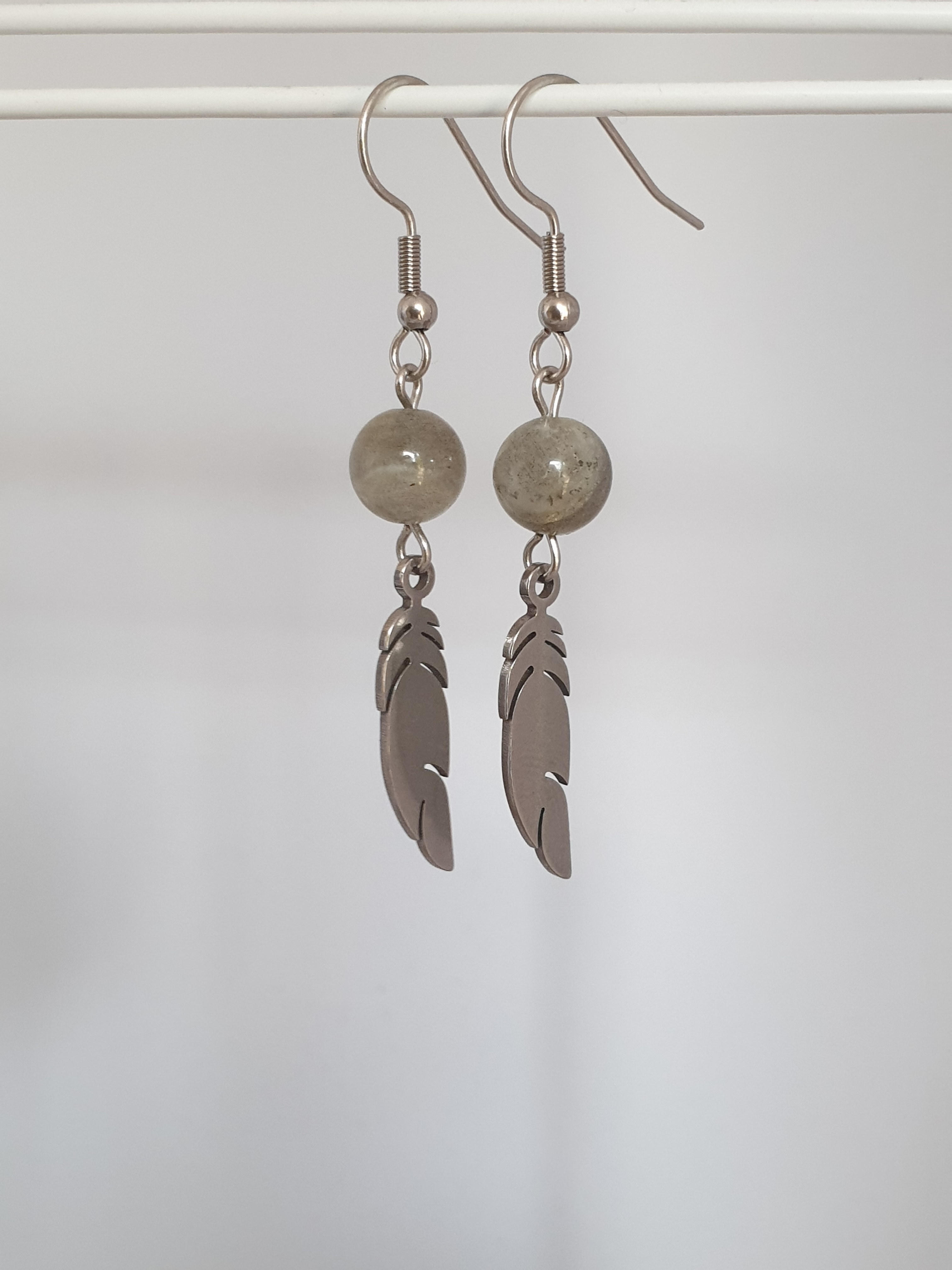 Boucles d'oreilles argentées LABRADORITE