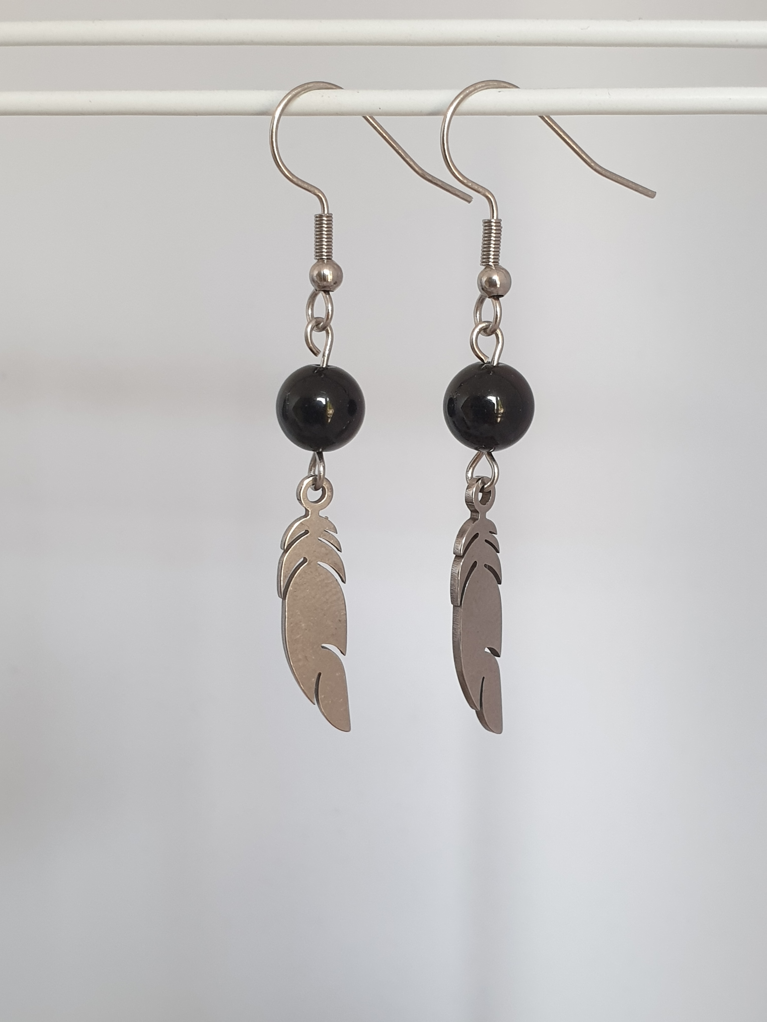 Boucles d'oreilles argentées OBSIDIENNE