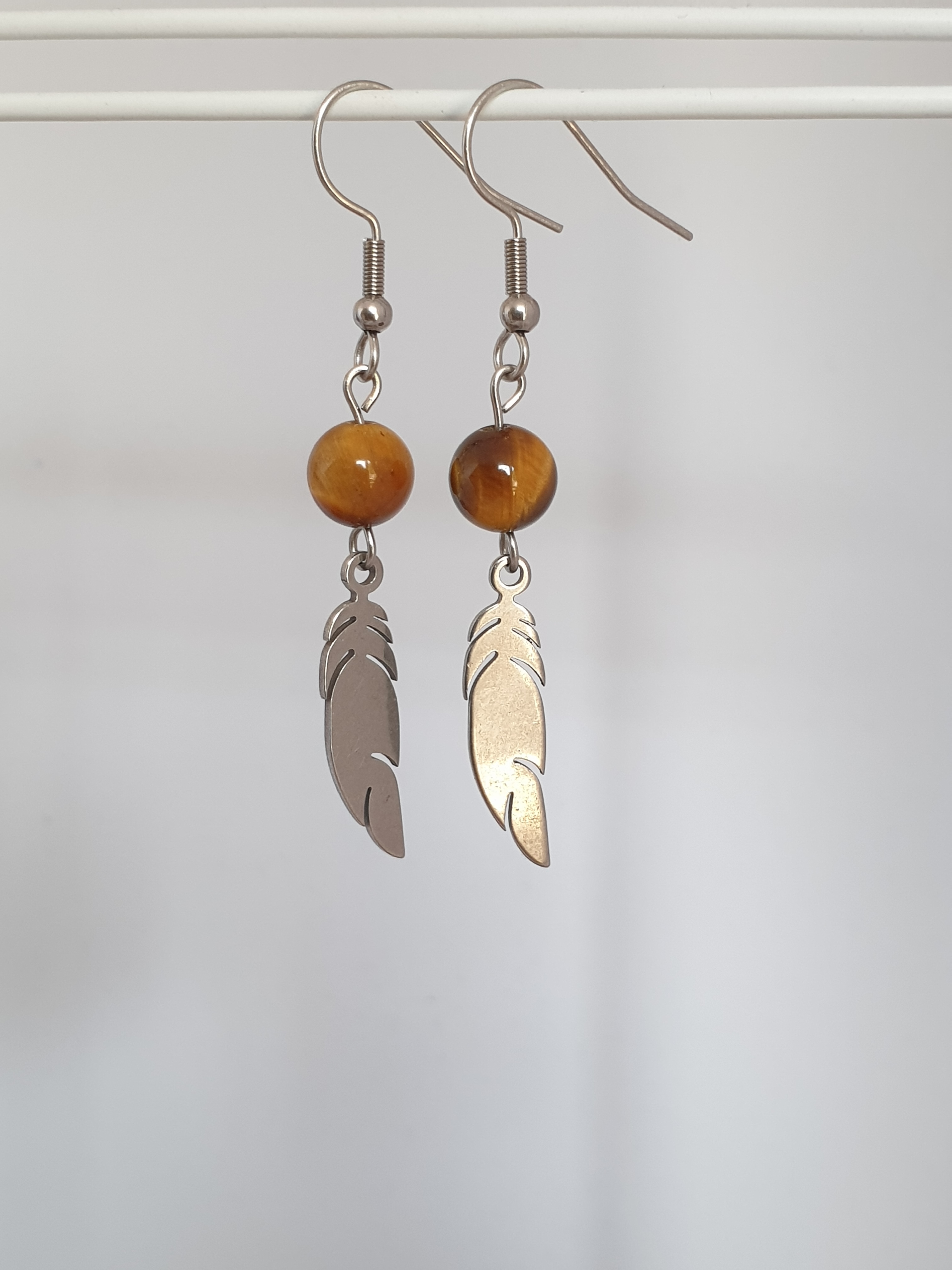 Boucles d'oreilles argentées OEIL DU TIGRE