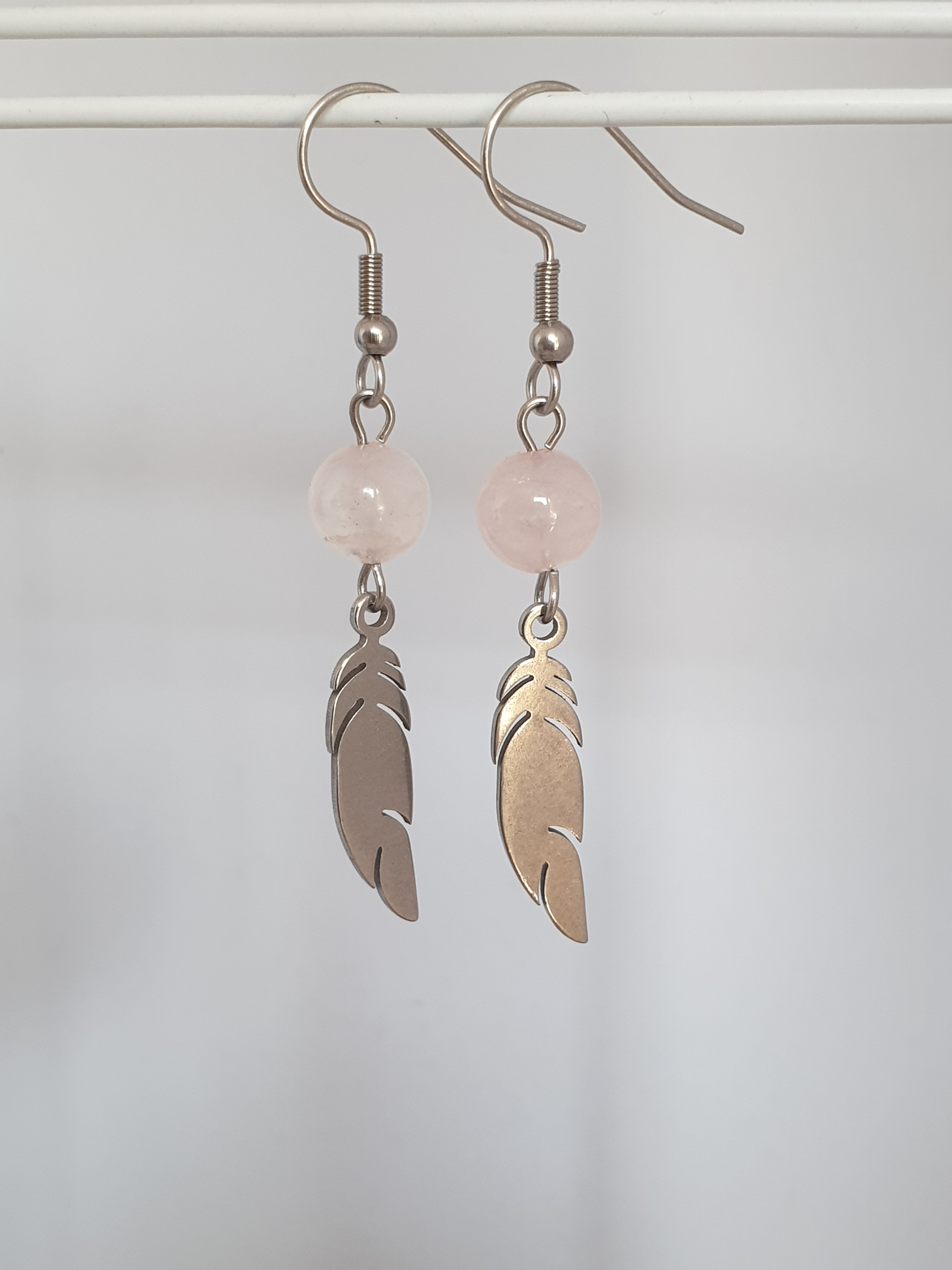 Boucles d'oreilles argentées QUARTZ ROSE