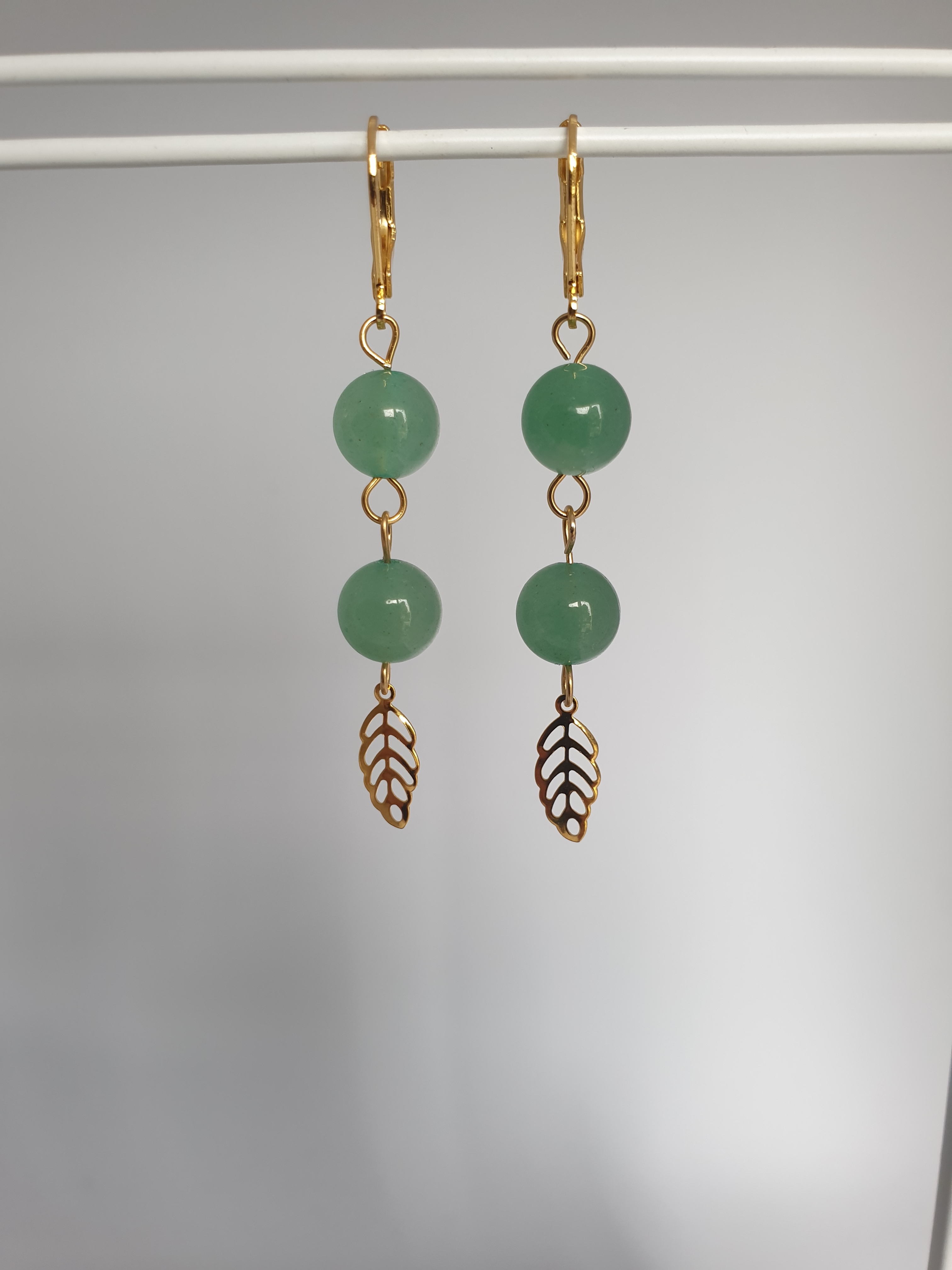 Boucles d'oreilles dorées AVENTURINE VERTE