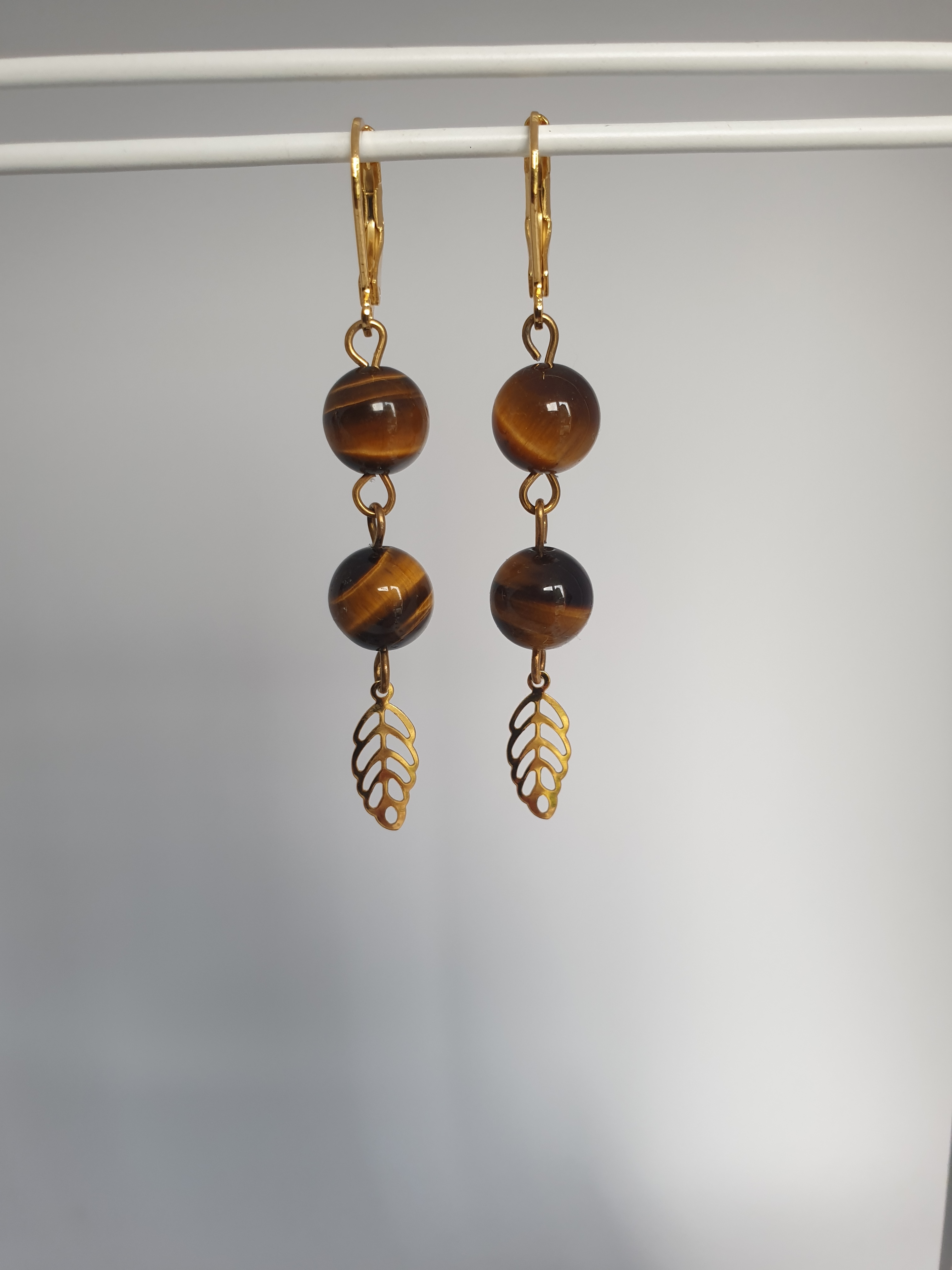 Boucles d'oreilles dorées OEIL DU TIGRE