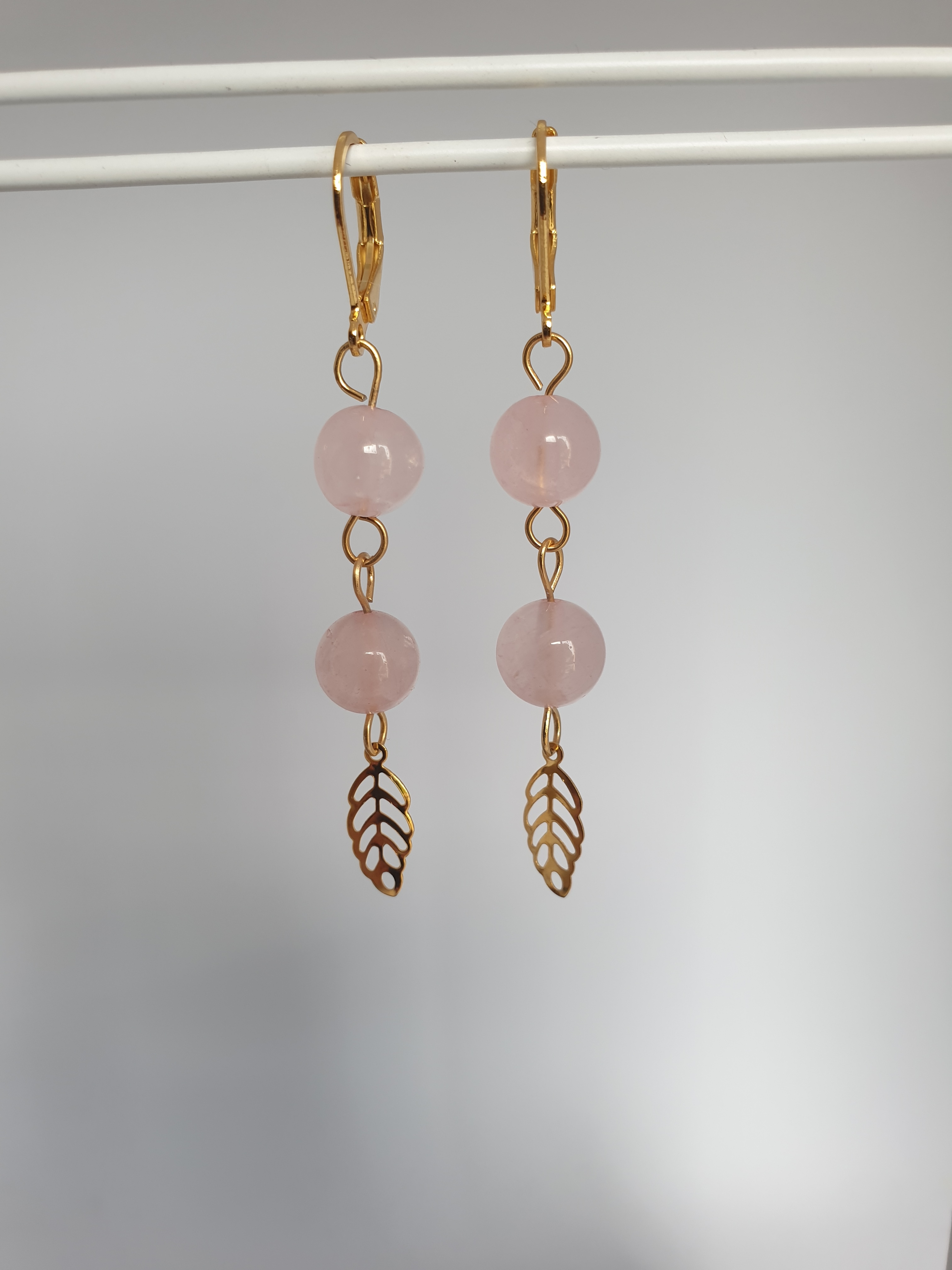 Boucles d'oreilles dorées QUARTZ ROSE