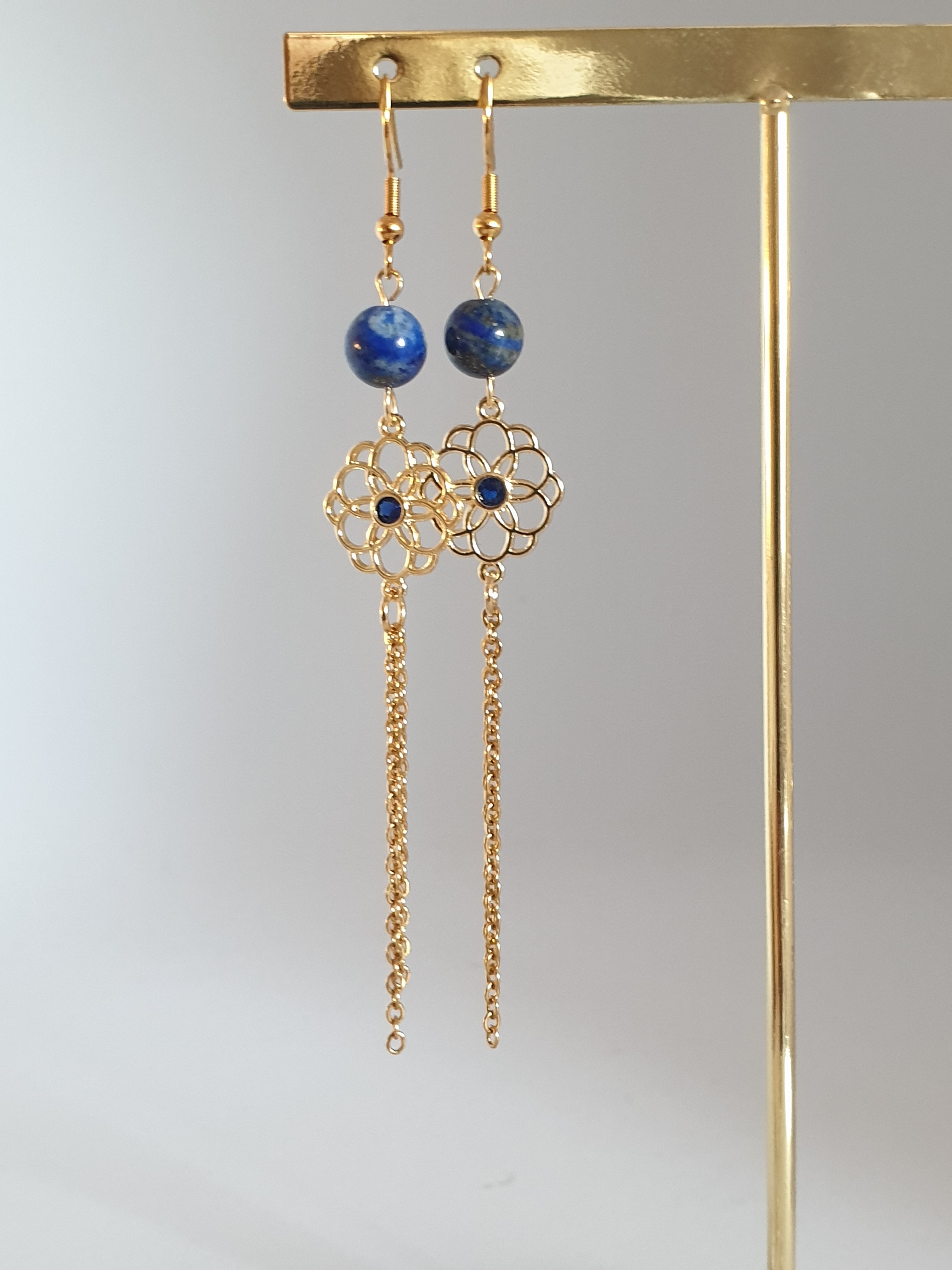 Boucles d'oreilles dorées à l'or fin LAPIS LAZULI