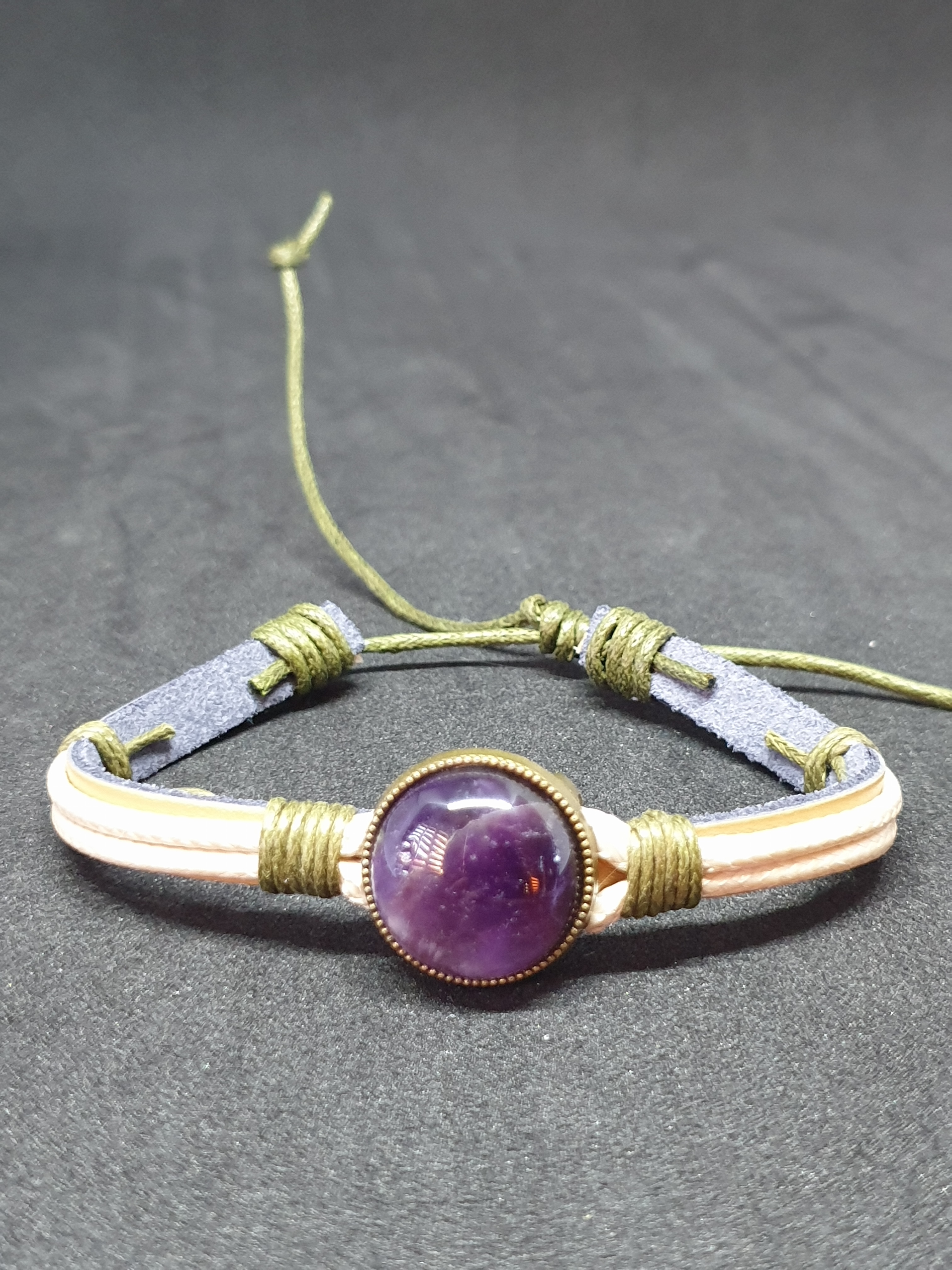 Bracelet cuir AMETHYSTE