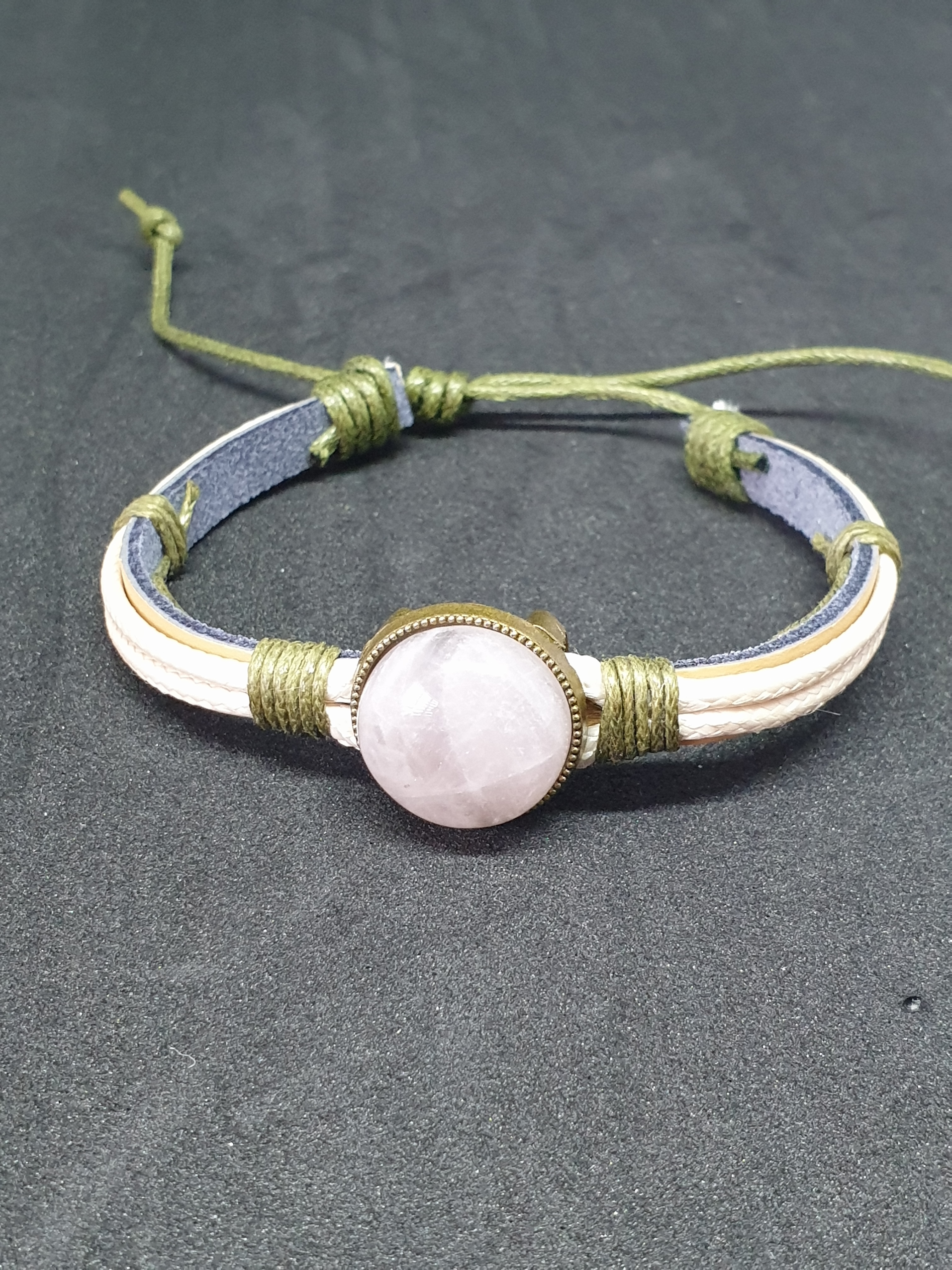 Bracelet cuir QUARTZ ROSE