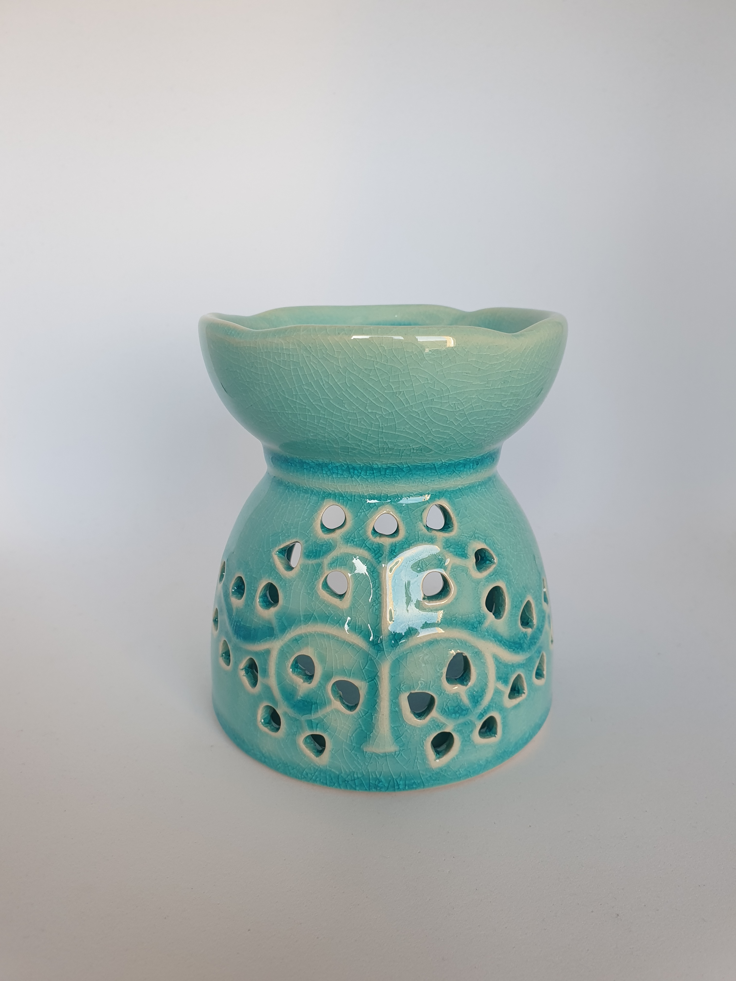 Brûleur à huile Arbre de Vie céramique turquoise