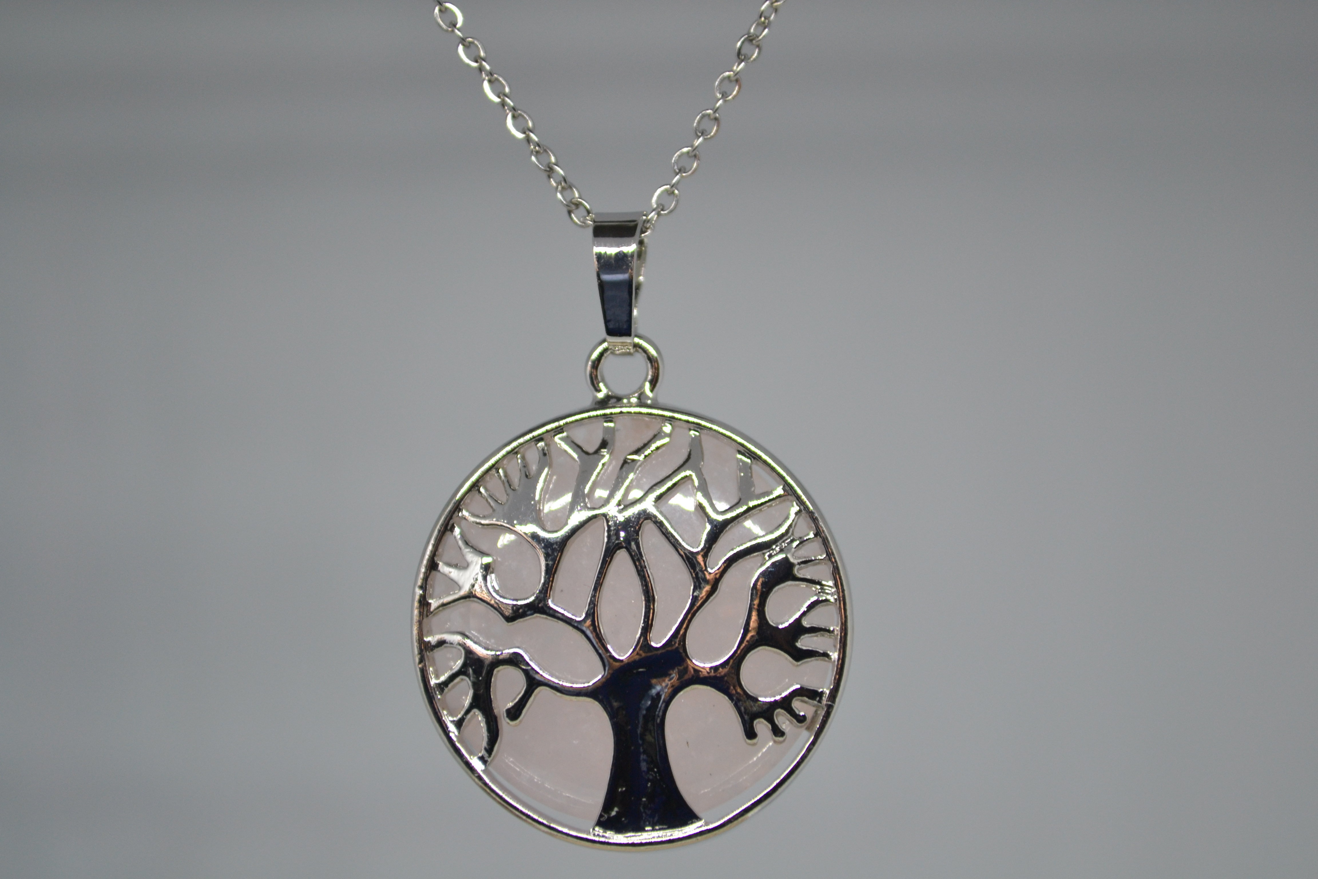 Pendentif arbre de vie QUARTZ ROSE