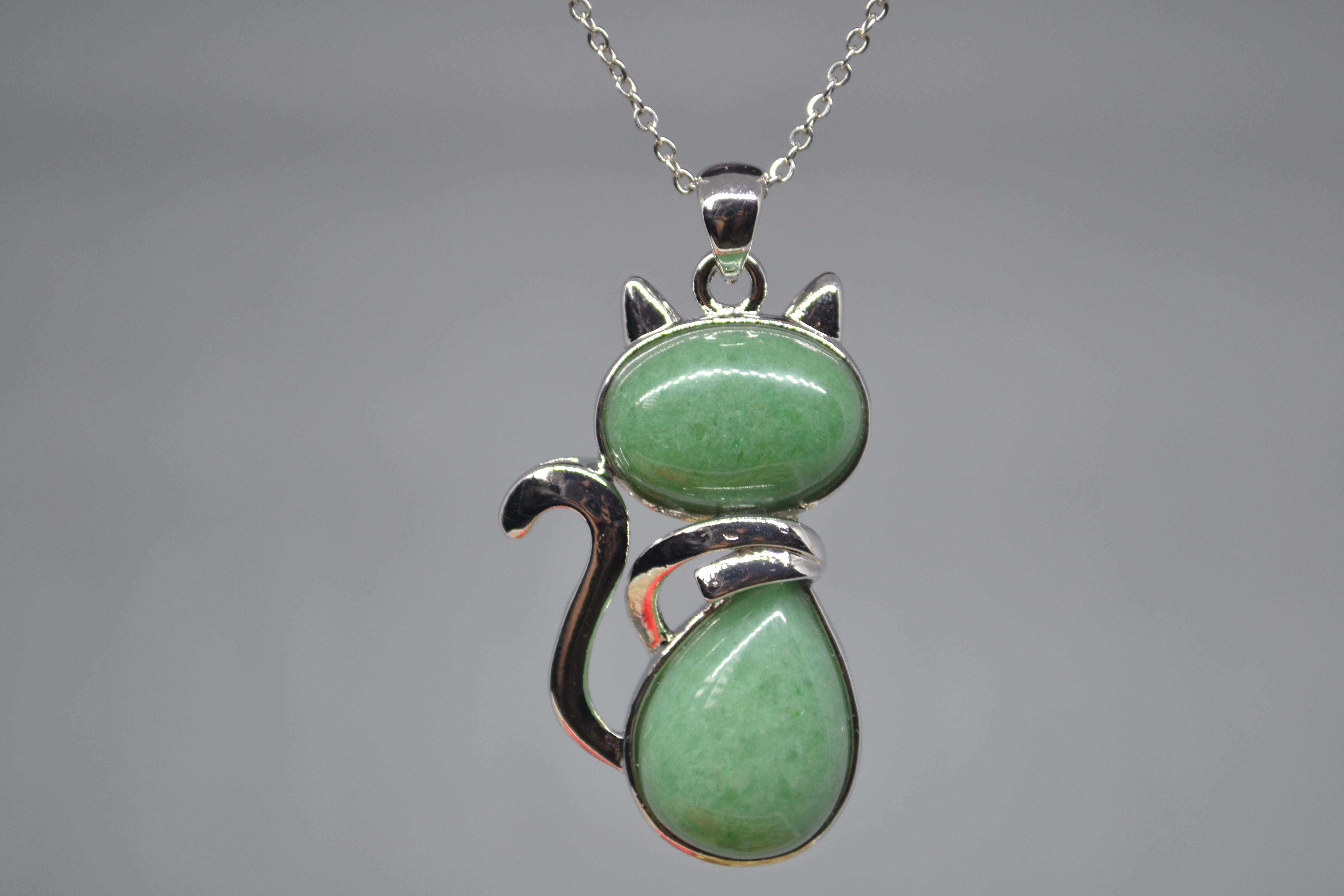 Pendentif chat AVENTURINE VERTE