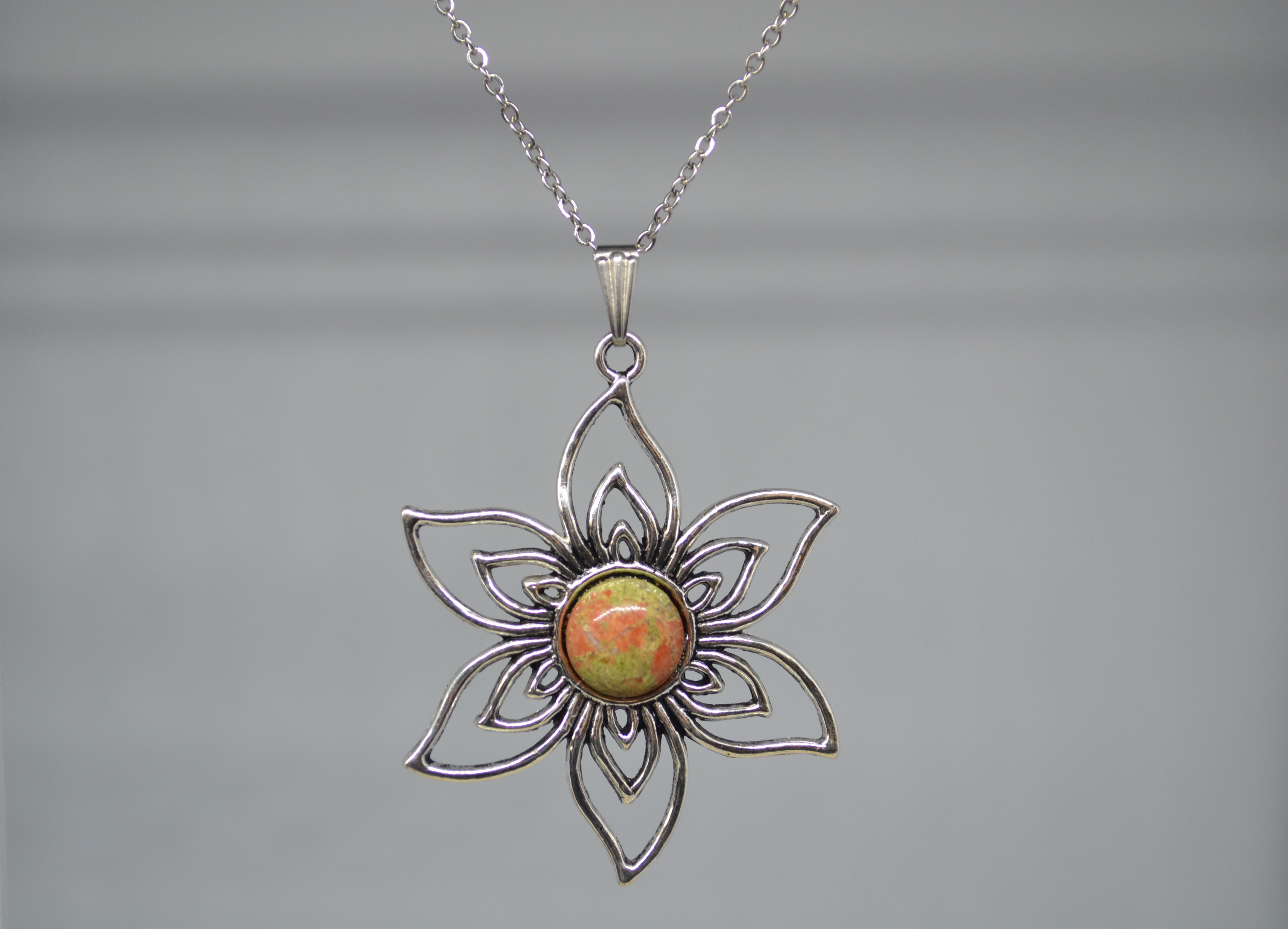 Pendentif fleur Unakite