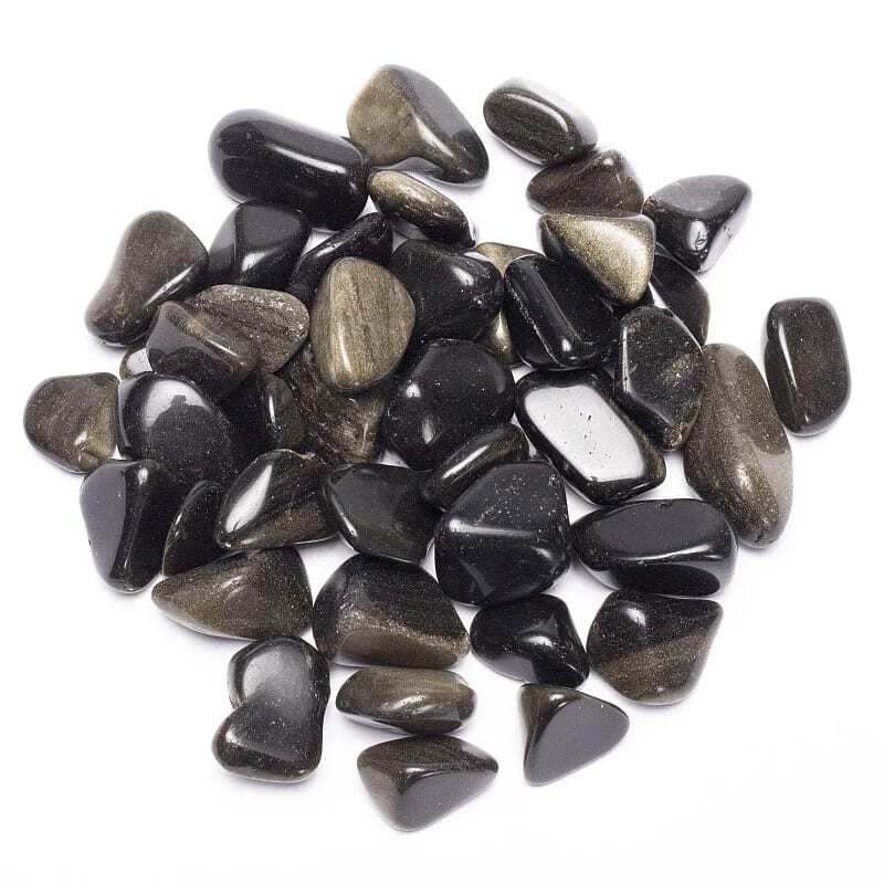 Pierre roulée Obsidienne reflet dorée