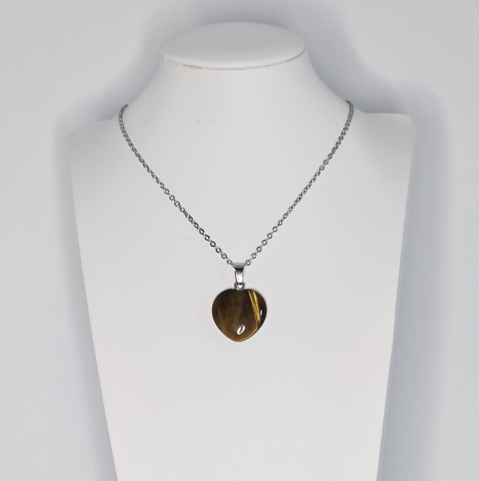 Pendentif Cœur en Œil de tigre - Création artisanale