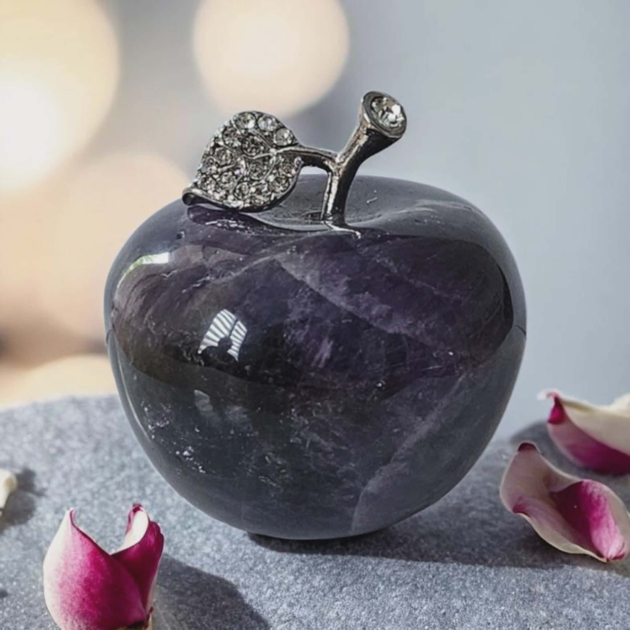 Pomme décorative en pierre d'Améthyste - 45 mm - Calme & Sérénité