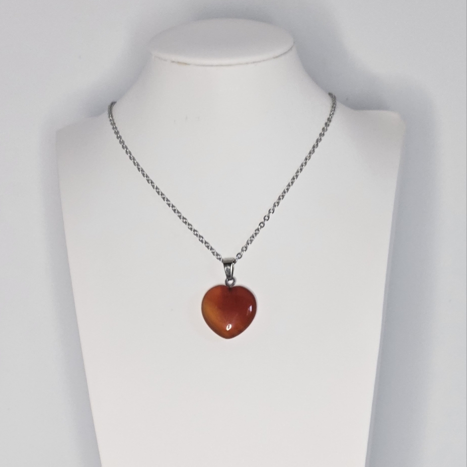 Pendentif Cœur en Cornaline - Création artisanale