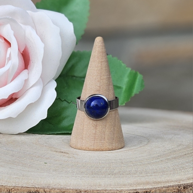 Bague Création Artisanale Argentée - Cabochon en Lapis-Lazuli - Bijou Sagesse et Expression
