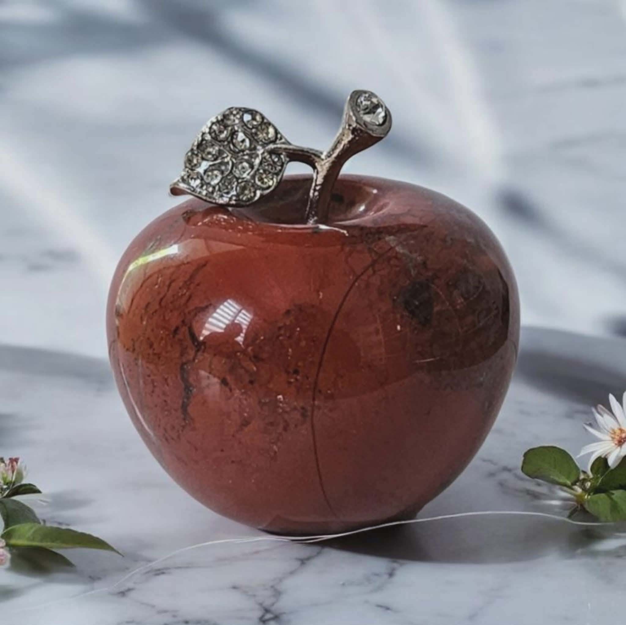 Pomme décorative en pierre de Jaspe rouge - 45 mm - Ancrage & Vitalité