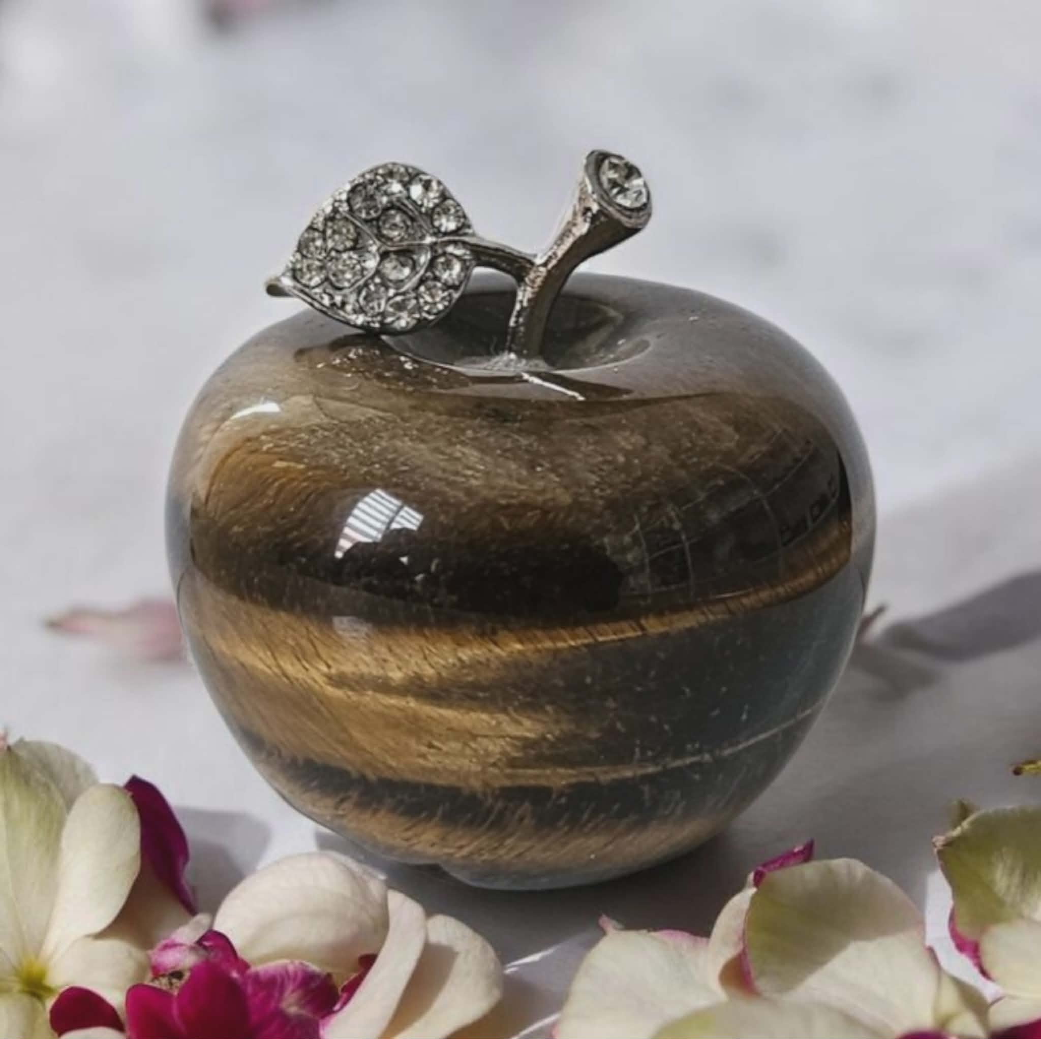 Pomme décoratif en Œil de Tigre - 45 mm Protection & Confiance