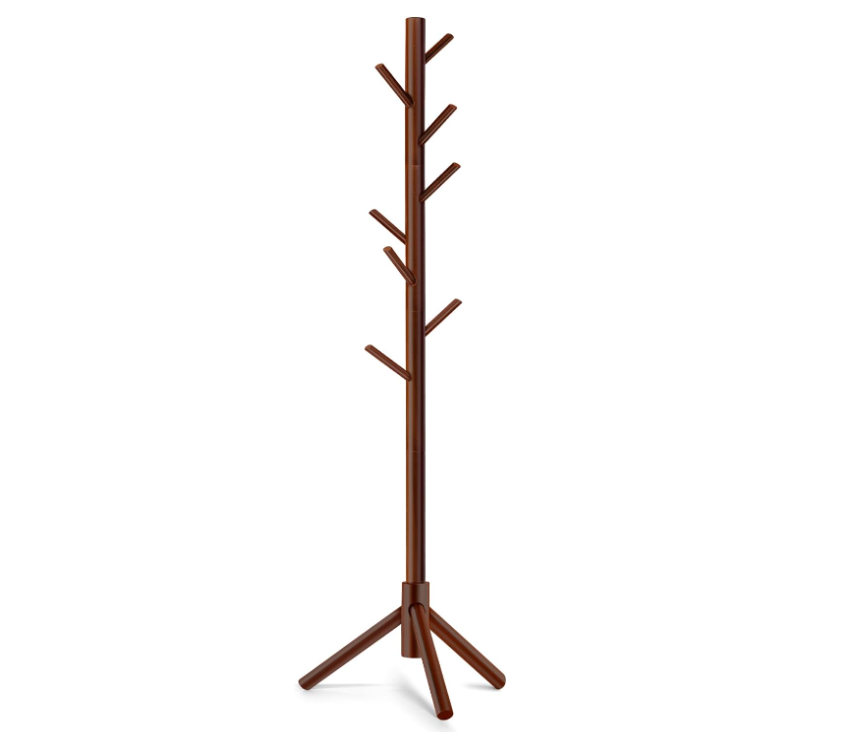 Coat Rack Freestanding with 8 Hooks 3 Adjustable Height Coat Racks Wooden Coat Tree Easy Assembly for Entryway, Bedroom, Hallway, Dormitory,Office