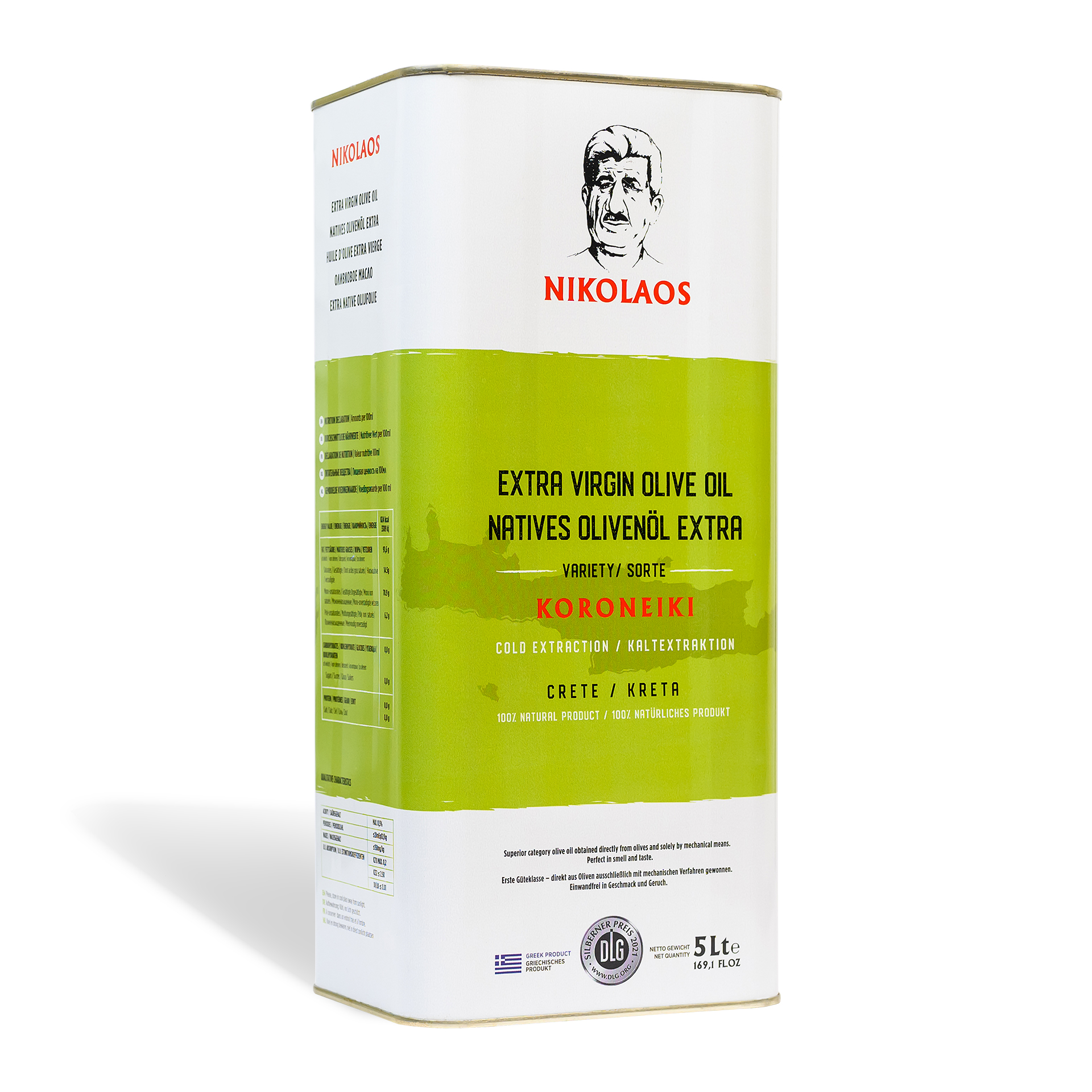 Olivenöl 5 Liter aus Kreta-Griechenland " Nikolaos " Premium Qualität 0,3% / Kaltgepresst, Extra Vergine - Extra Nativ " Super frisch - Reich an Polyphenolen // MHD: 11.04.2025