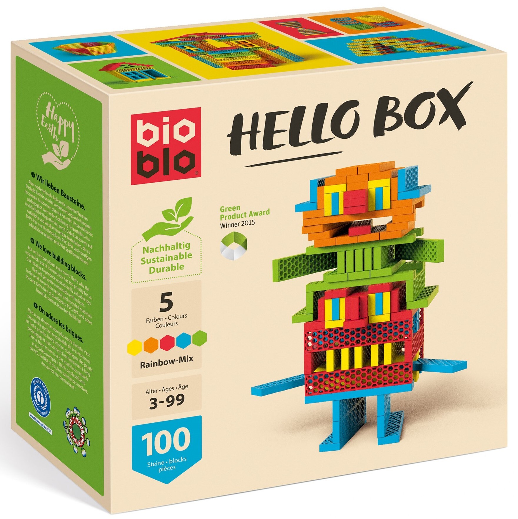 Bioblo kaladėlės ,,Rainbow-Mix“, 100 vnt.