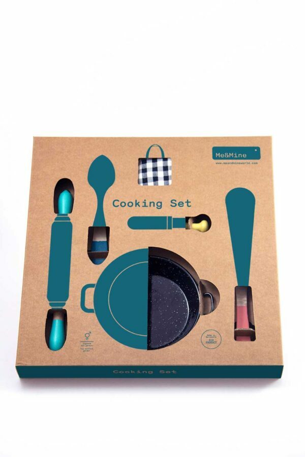 Virtuvės įrankių rinkinys su emaliuota keptuve