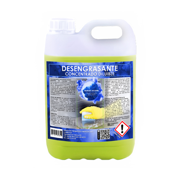 Desengrasante Concentrado Diluible 5L. Marca propia.