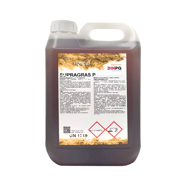 Supragras P. Potente Desengrasante concentrado que elimina totalmente la  grasa en las planchas de cocina. 5L.