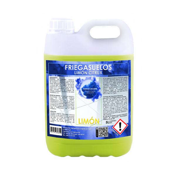 Limpiasuelos Limón 5L. Detergente con bio-alcohol de uso general.