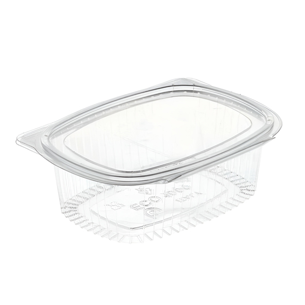 Envase bisagra R-PET OVAL de 250 CC.