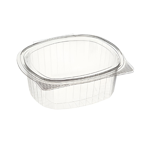 Envase bisagra R-PET OVAL de 500 CC.