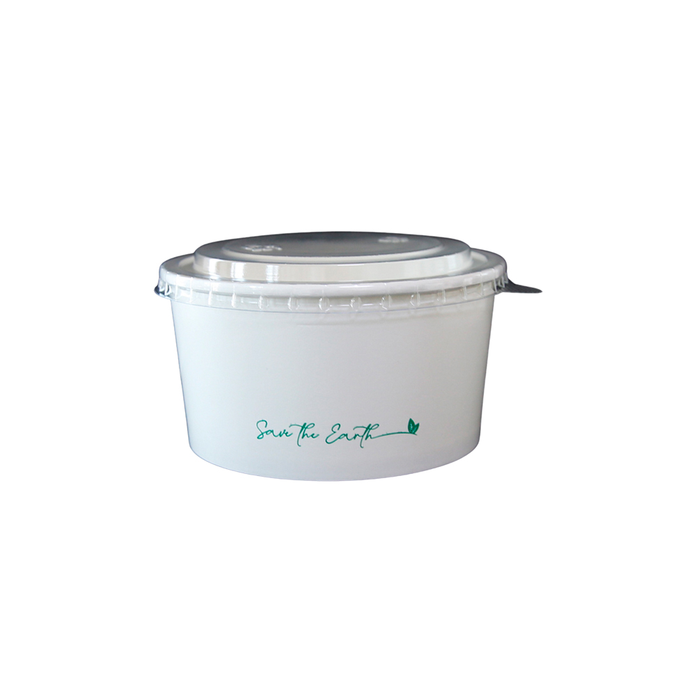 Ensaladera de cartón + Tapa plástico rPET 16 oz 470 ml, 25 oz 750 ml, 32 oz 1000 ml
