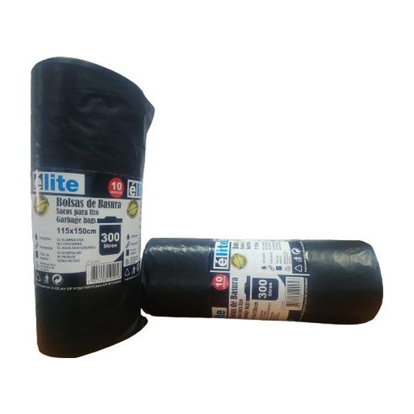 Bolsas de Basura Extrafuerte Élite Negra - 115x150cm | 300 Litros | 10 uds