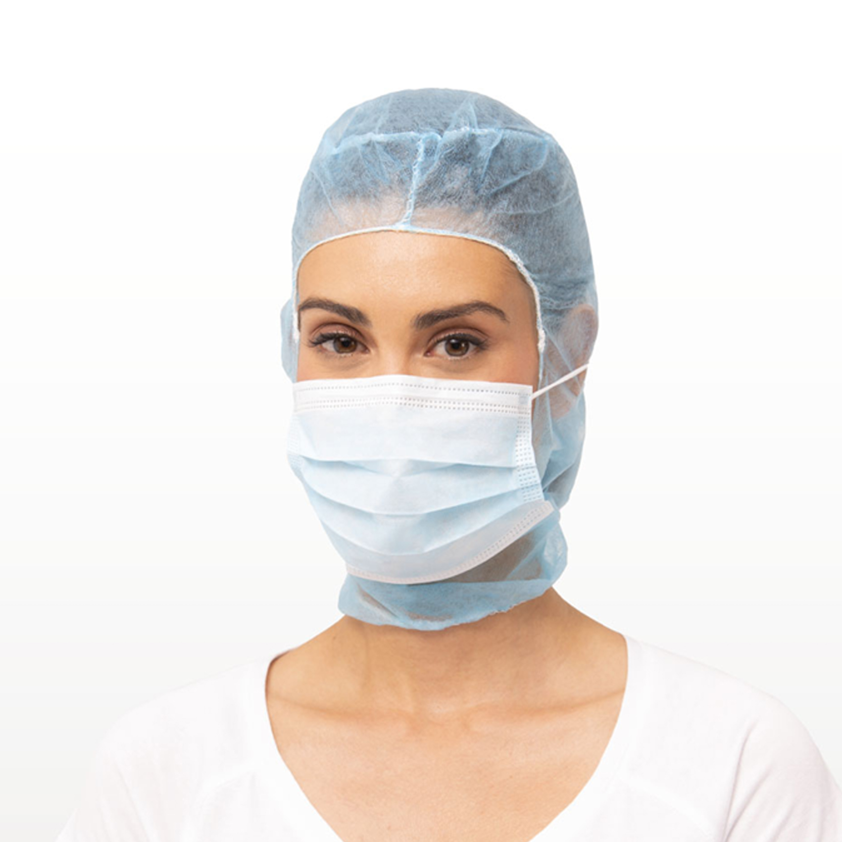 Gorro Integral Polipropileno Azul con mascarilla 3 capas Tipo IIR ( CAJA 500 UNIDADES )