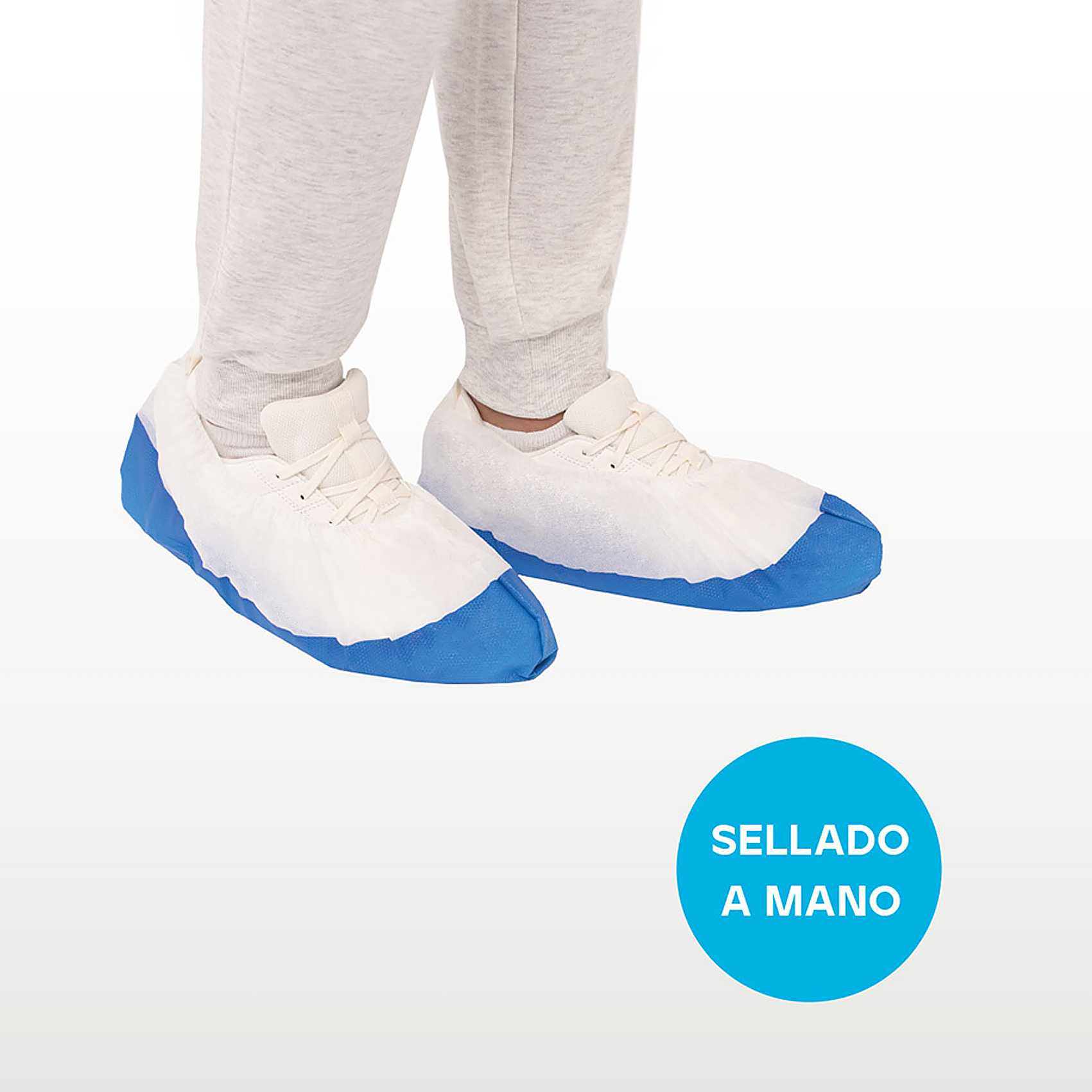 Cubre Zapatos Polietileno suela Reforzadosa y antideslizantes Blanco / Azul Talla única