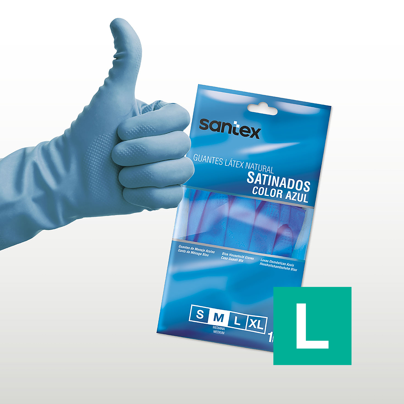 Guantes Látex Satinado Azul Santex - Talla S, M, L, XL