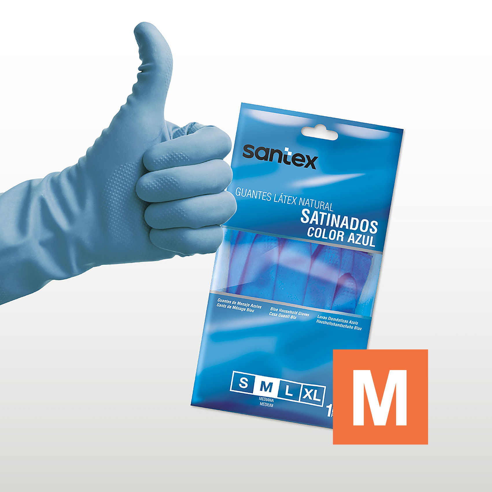 Guantes Látex Satinado Azul Santex - Talla S, M, L, XL