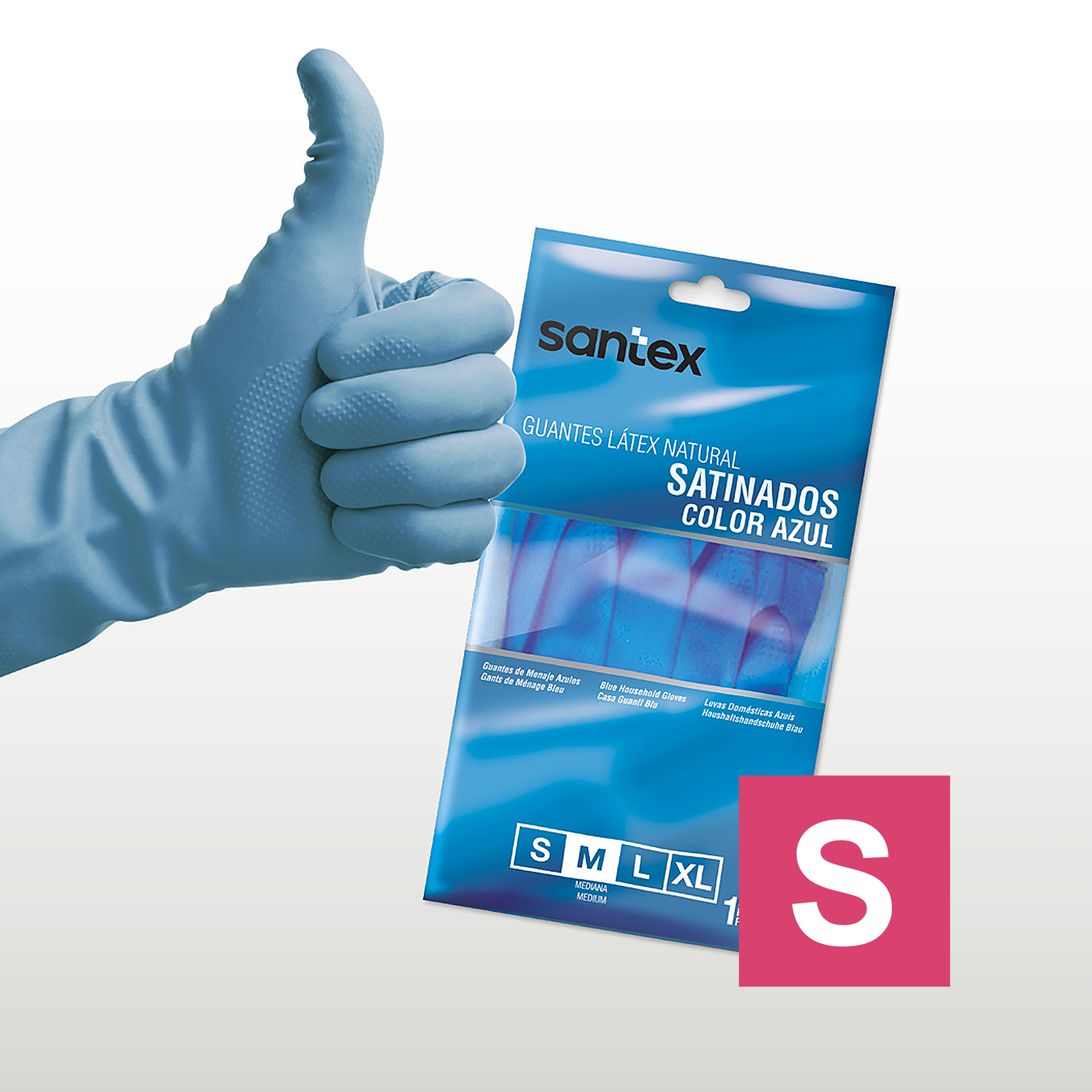 Guantes Látex Satinado Azul Santex - Talla S, M, L, XL