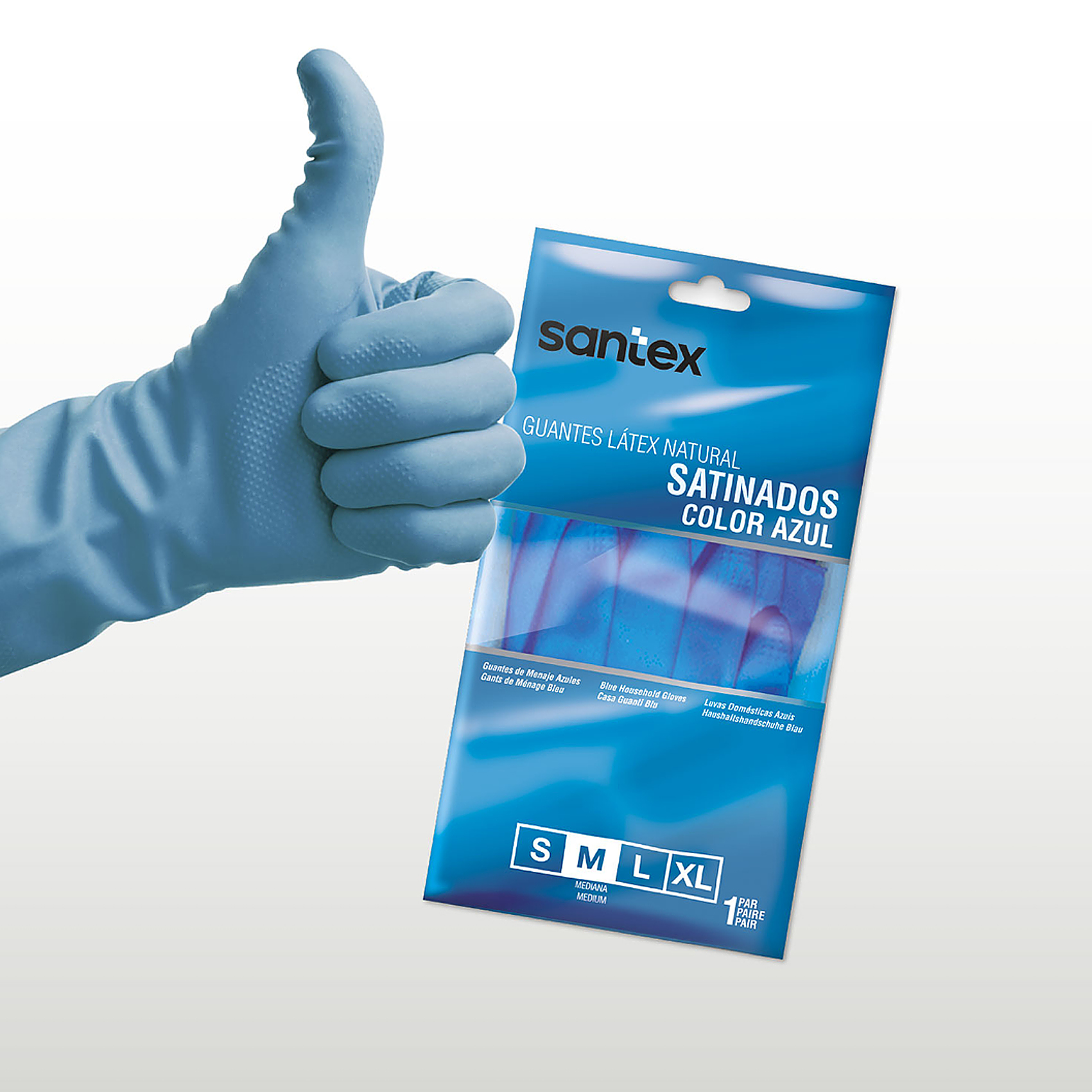 Guantes Látex Satinado Azul Santex - Talla S, M, L, XL